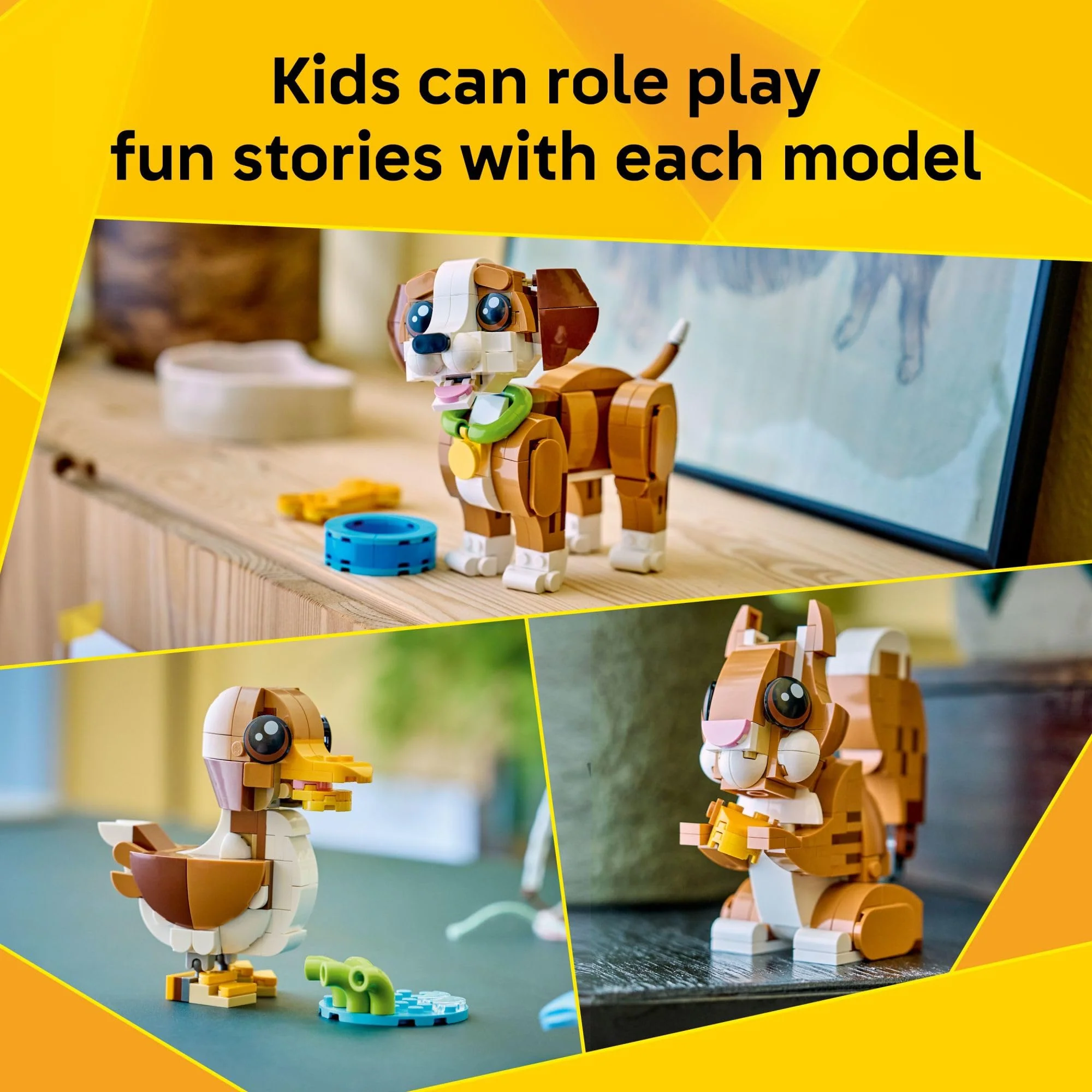 LEGO Creator 3 in 1 Cute Animals: Playful Puppy Dog Building Toy for Girls & Boys - Build a Pretend Play Dog, Squirrel, or Duck Toy - Gift Idea for Kids, Ages 8+ - 31382 - Image 5