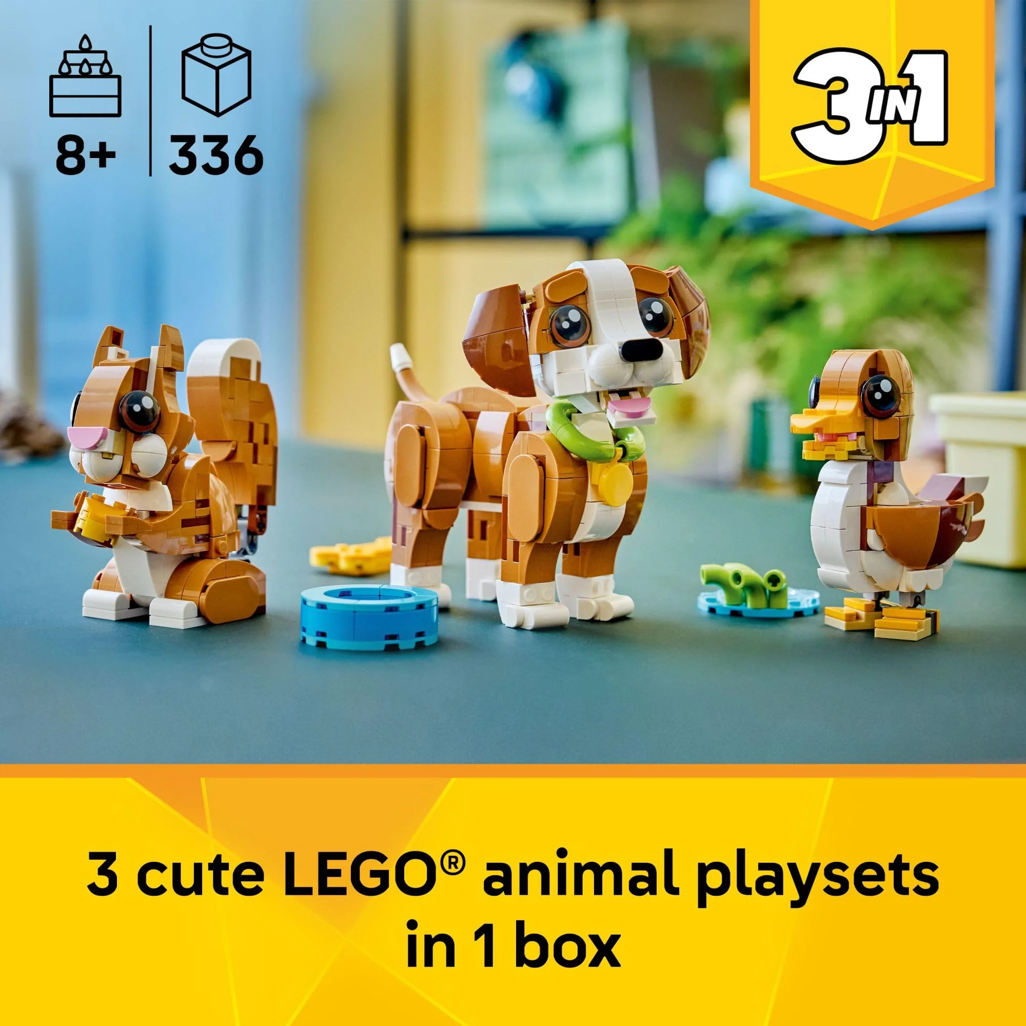 LEGO Creator 3 in 1 Cute Animals: Playful Puppy Dog Building Toy for Girls & Boys - Build a Pretend Play Dog, Squirrel, or Duck Toy - Gift Idea for Kids, Ages 8+ - 31382 - Image 6