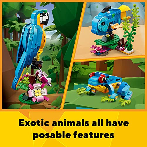 LEGO Creator 3 in 1 Exotic Parrot to Frog to Fish 31136 Animal Figures Building Toy, Creative Toys and Easter Gift for Kids Ages 7 and up - Image 4