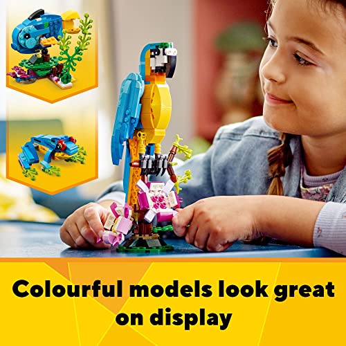 LEGO Creator 3 in 1 Exotic Parrot to Frog to Fish 31136 Animal Figures Building Toy, Creative Toys and Easter Gift for Kids Ages 7 and up - Image 5