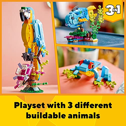 LEGO Creator 3 in 1 Exotic Parrot to Frog to Fish 31136 Animal Figures Building Toy, Creative Toys and Easter Gift for Kids Ages 7 and up - Image 6