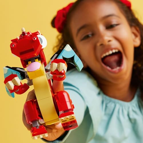 LEGO Creator 3 in 1 Red Dragon Toy, Transforms from Dragon Toy to Fish Toy to Phoenix Toy, Gift Idea for Boys and Girls Ages 6 and Up, Animal Toy Set for Kids, 31145 - Image 6