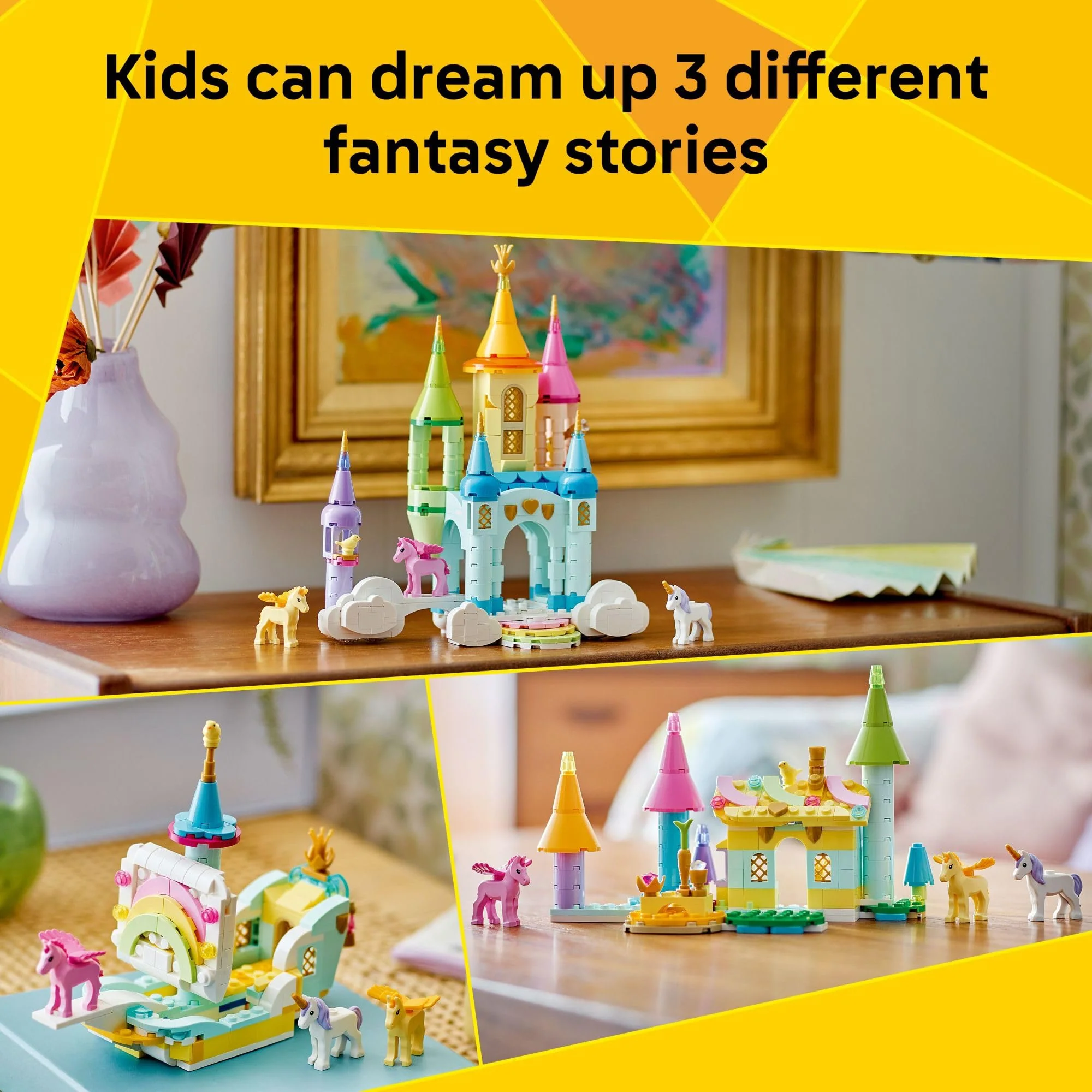 LEGO Creator 3 in 1 Unicorn Castle Building Toy for Kids - Unicorn Toy Trio for Girls & Boys, Ages 8+ - Build 3 Pretend Play Toys with 1 Set of Building Blocks - Gift Idea for Birthdays - 31175 - Image 5