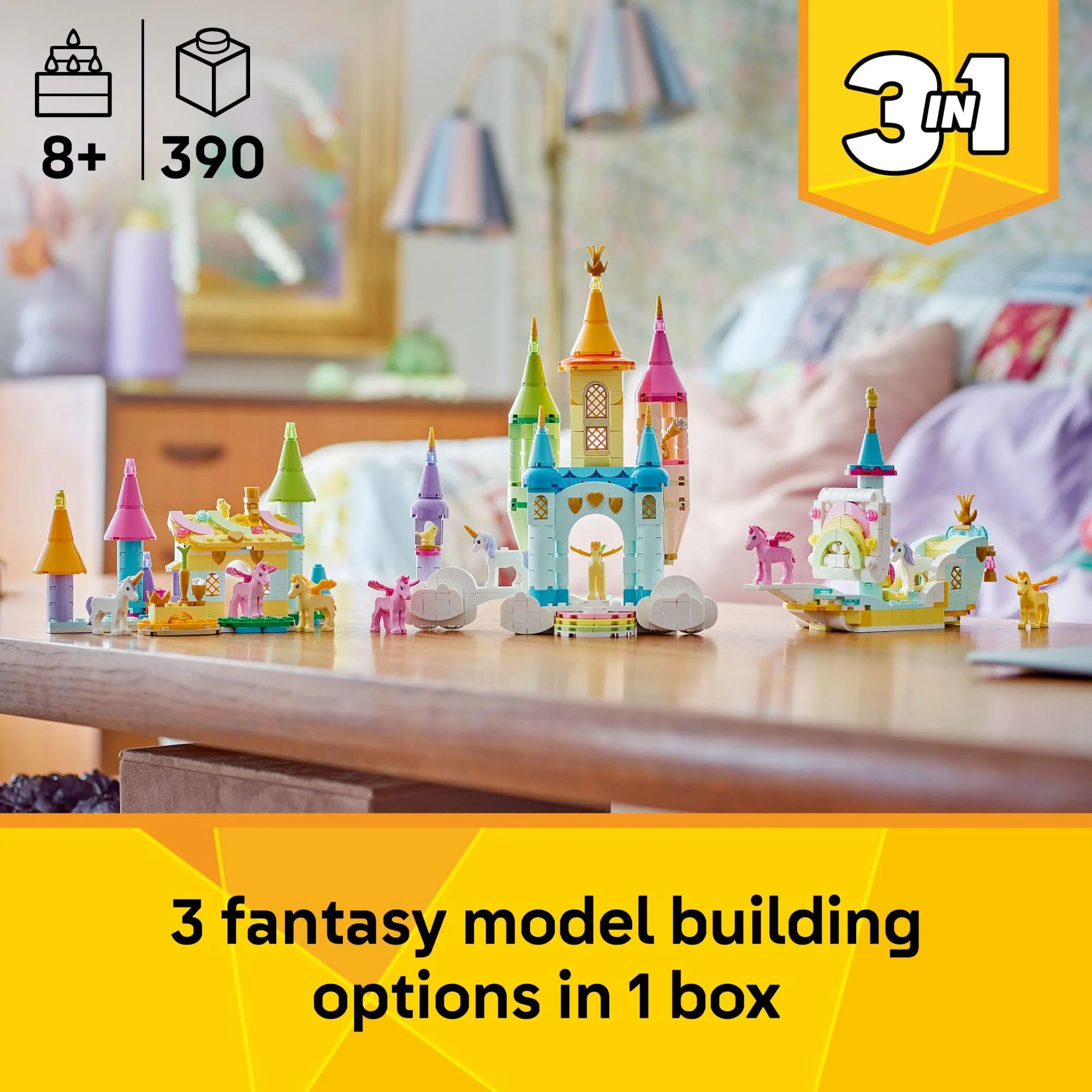 LEGO Creator 3 in 1 Unicorn Castle Building Toy for Kids - Unicorn Toy Trio for Girls & Boys, Ages 8+ - Build 3 Pretend Play Toys with 1 Set of Building Blocks - Gift Idea for Birthdays - 31175 - Image 6