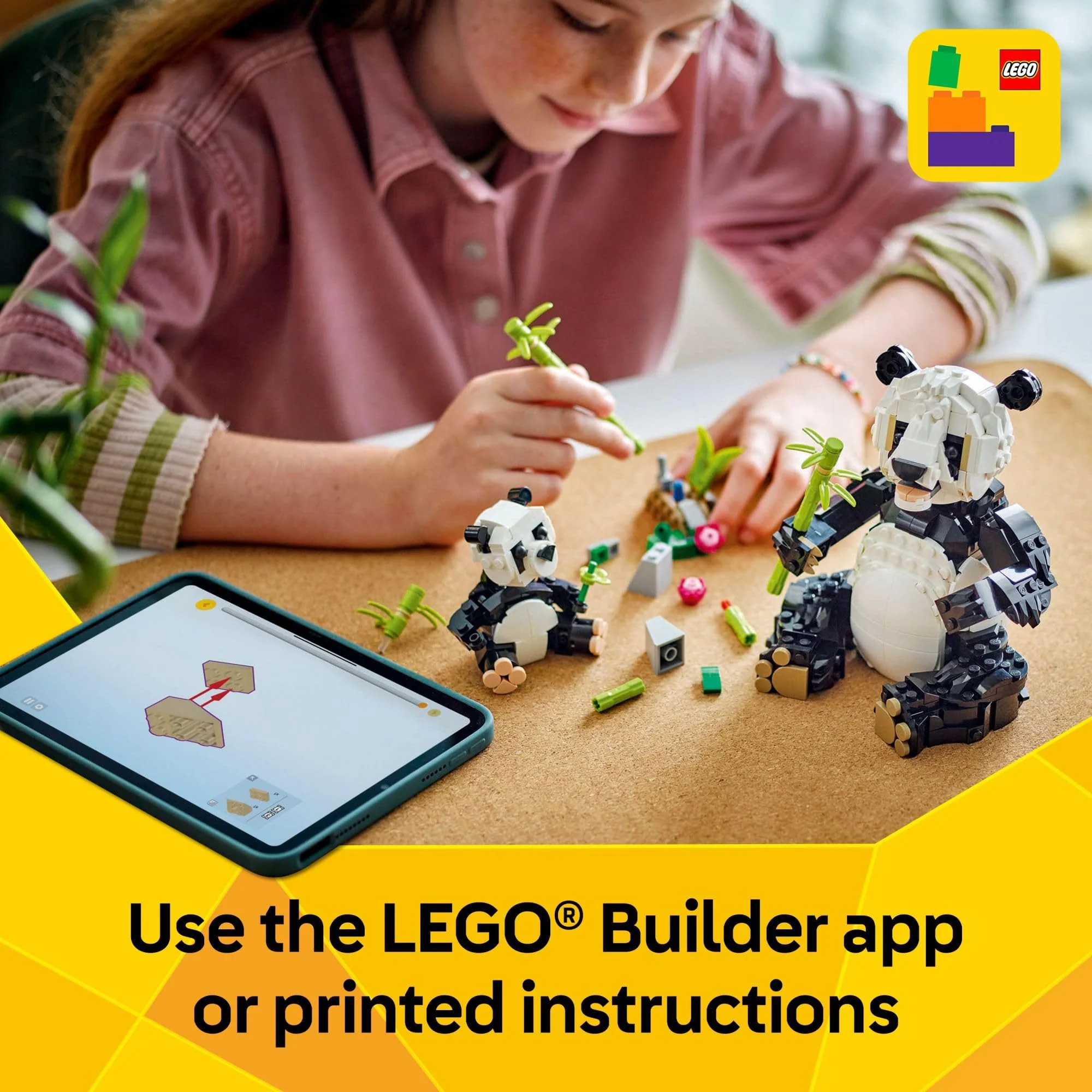 LEGO Creator 3 in 1 Wild Animals Panda Family - Building Toy Kit for Kids with 3 Building Options, Panda, Penguin, or Orca - 8 Year Old Girl & Boy Birthday Gifts - Image 3