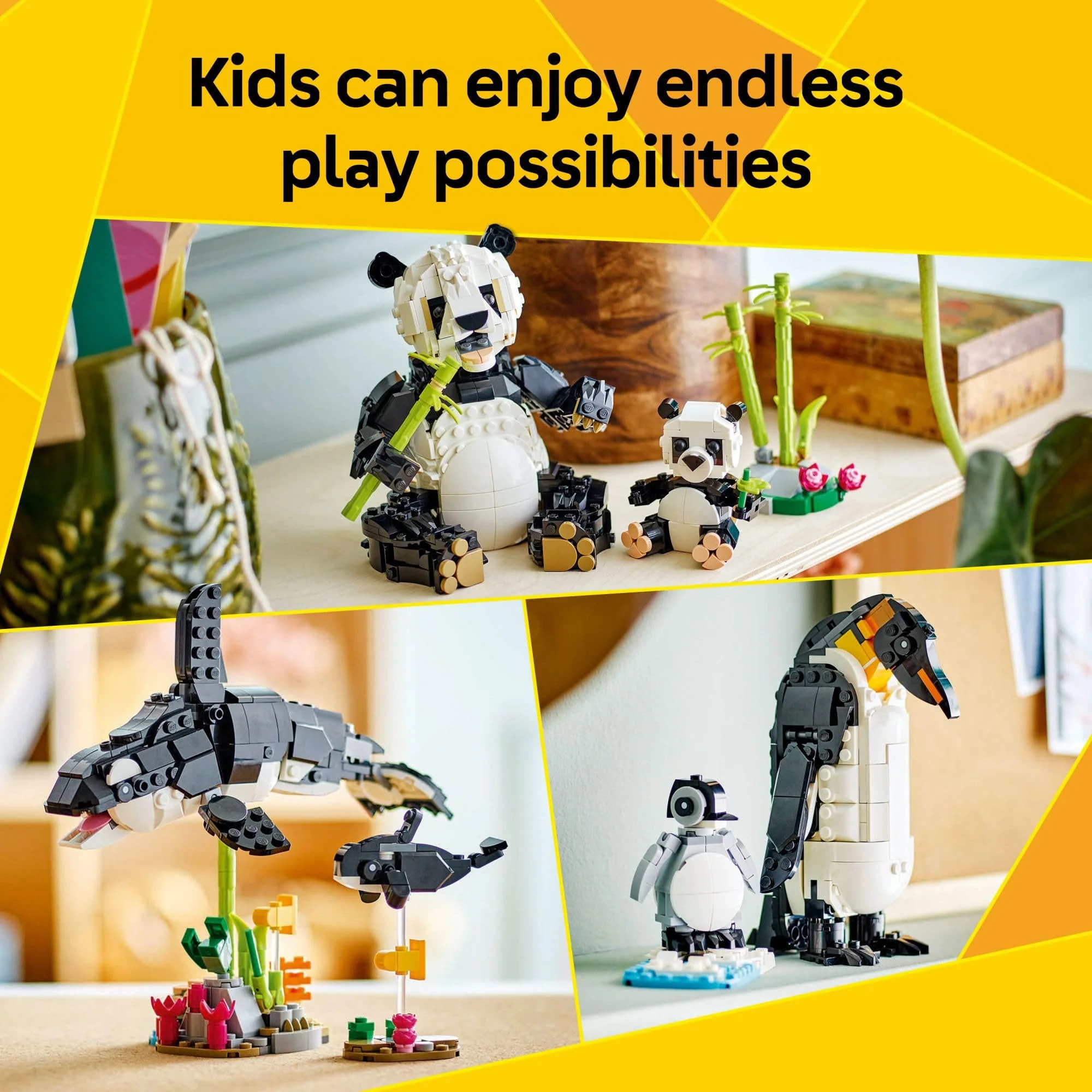 LEGO Creator 3 in 1 Wild Animals Panda Family - Building Toy Kit for Kids with 3 Building Options, Panda, Penguin, or Orca - 8 Year Old Girl & Boy Birthday Gifts - Image 6