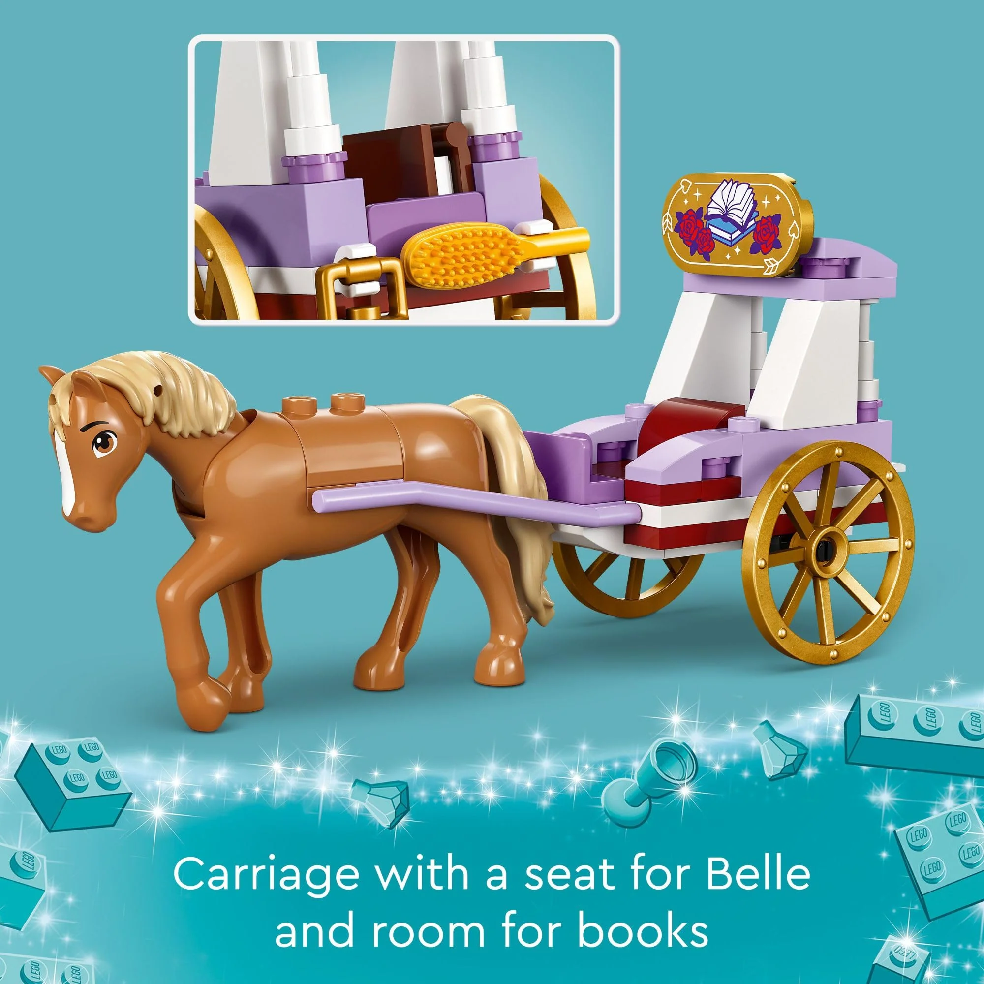 LEGO Disney Princess Belle’s Storytime Horse Carriage and Mini-Doll, Princess Toy for Kids, Disney’s Beauty and The Beast Movie Gift for Girls and Boys Ages 5 and Up, 43233 - Image 5