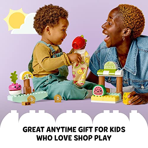LEGO DUPLO My First Organic Market 10983, Fruit and Vegetables Toy Food Set, Learn Numbers, Stacking Educational Toys for Toddlers 18 Months - 3 Years Old - Image 2