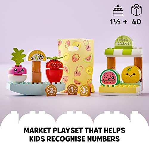 LEGO DUPLO My First Organic Market 10983, Fruit and Vegetables Toy Food Set, Learn Numbers, Stacking Educational Toys for Toddlers 18 Months - 3 Years Old - Image 6