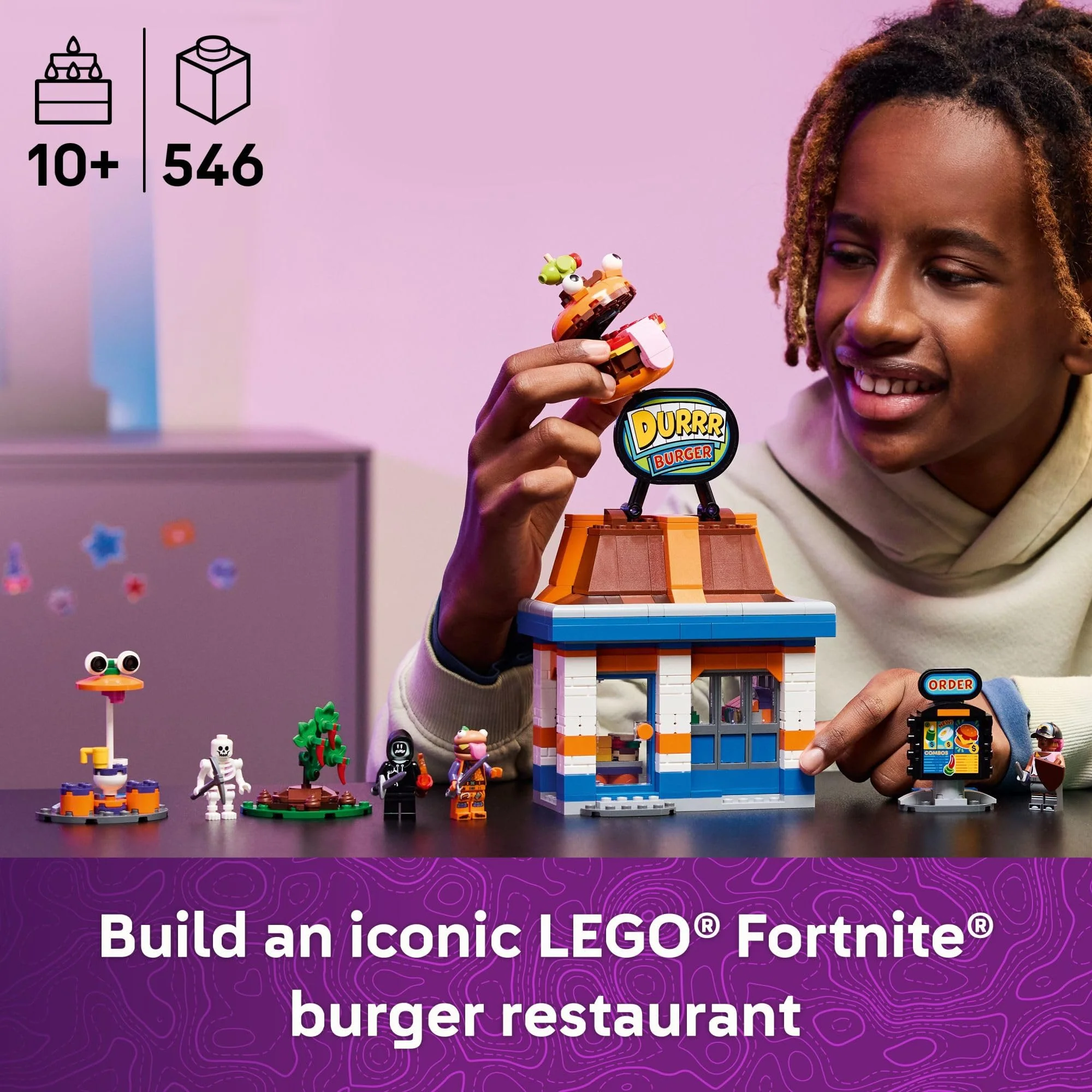 LEGO Fortnite Durrr Burger Restaurant Kids Toy - Video Game Building Set for Boys & Girls, Ages 10+ - Fortnight Minifigures Beach Boss, Grimy, and More - - Image 6