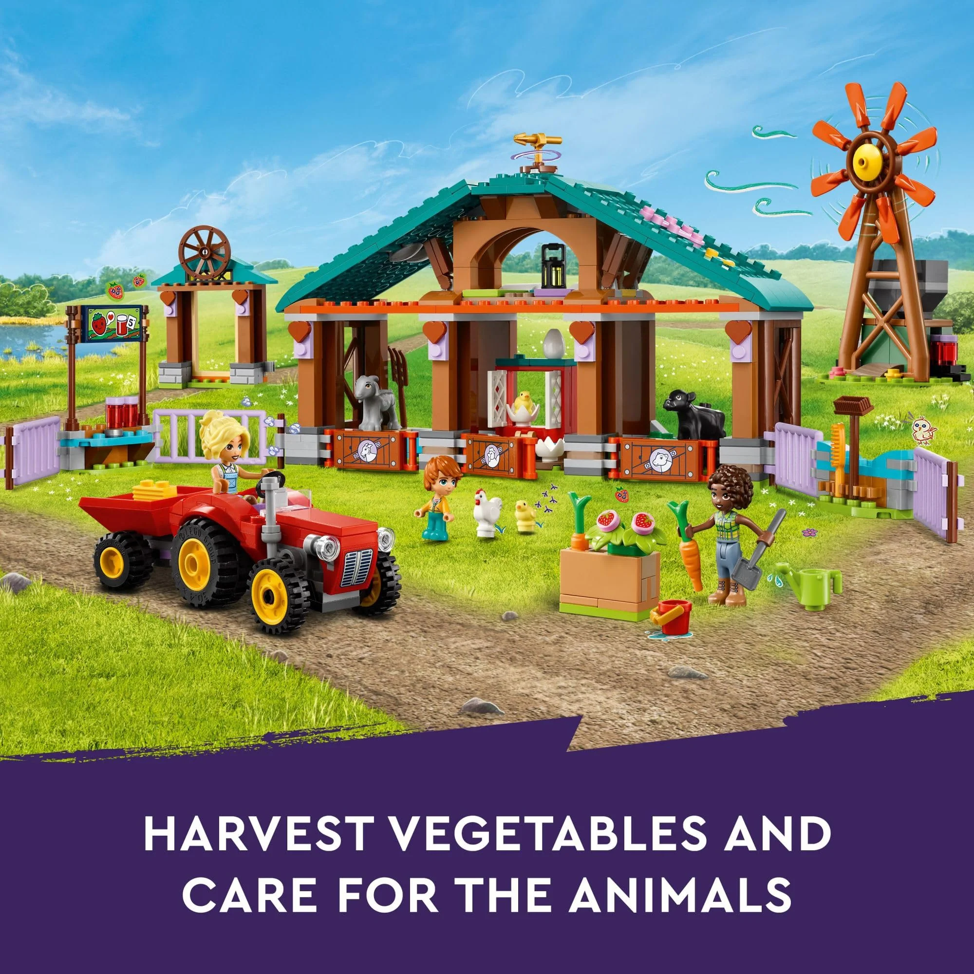 LEGO Friends Farm Animal Sanctuary and Tractor Toy, Gift Idea for Kids, Girls and Boys Ages 6 and Up, Farm Toy Playset with 3 Mini-Doll Characters and 5 Farm Animal Toys Including a Baby Cow, 42617 - Image 5