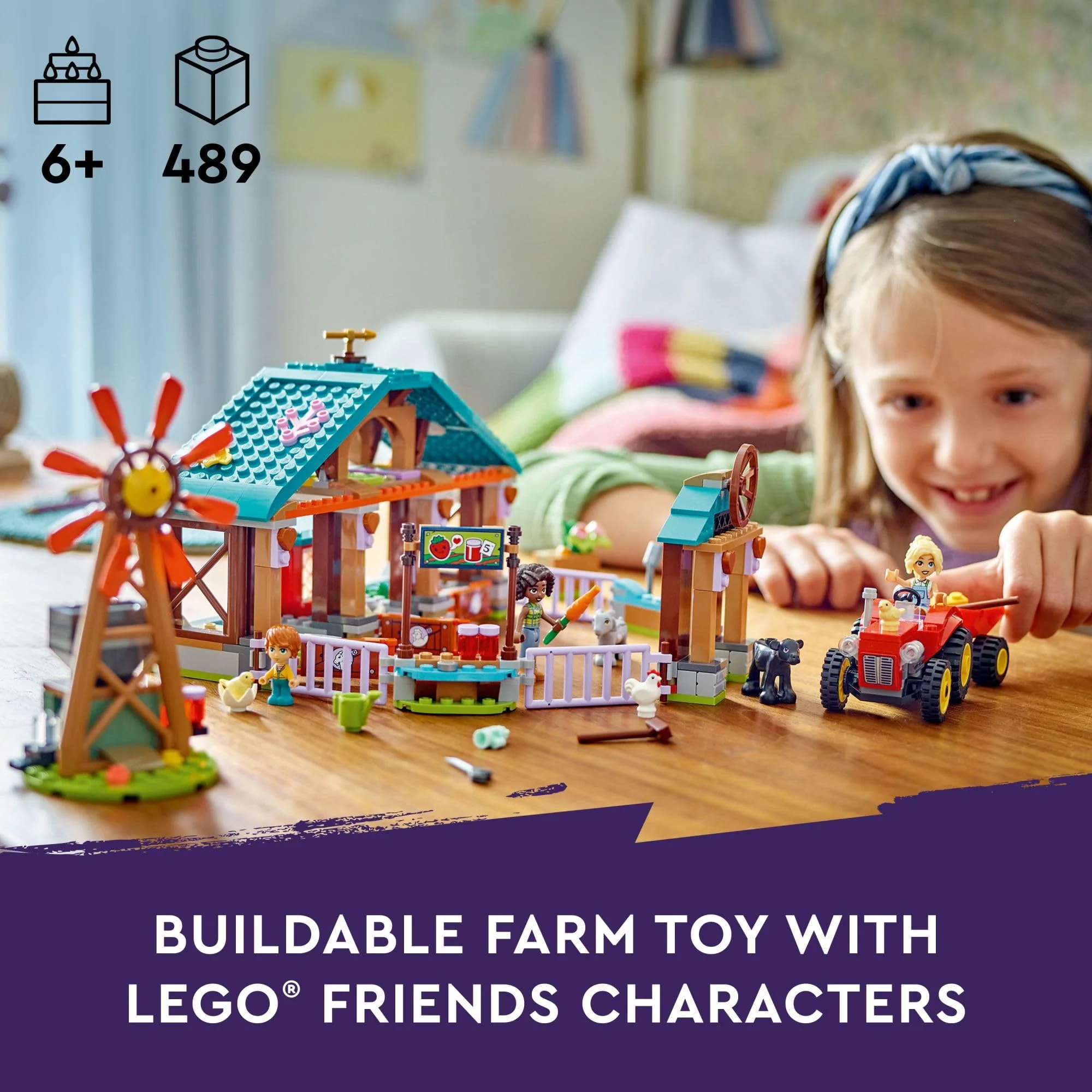 LEGO Friends Farm Animal Sanctuary and Tractor Toy, Gift Idea for Kids, Girls and Boys Ages 6 and Up, Farm Toy Playset with 3 Mini-Doll Characters and 5 Farm Animal Toys Including a Baby Cow, 42617 - Image 6