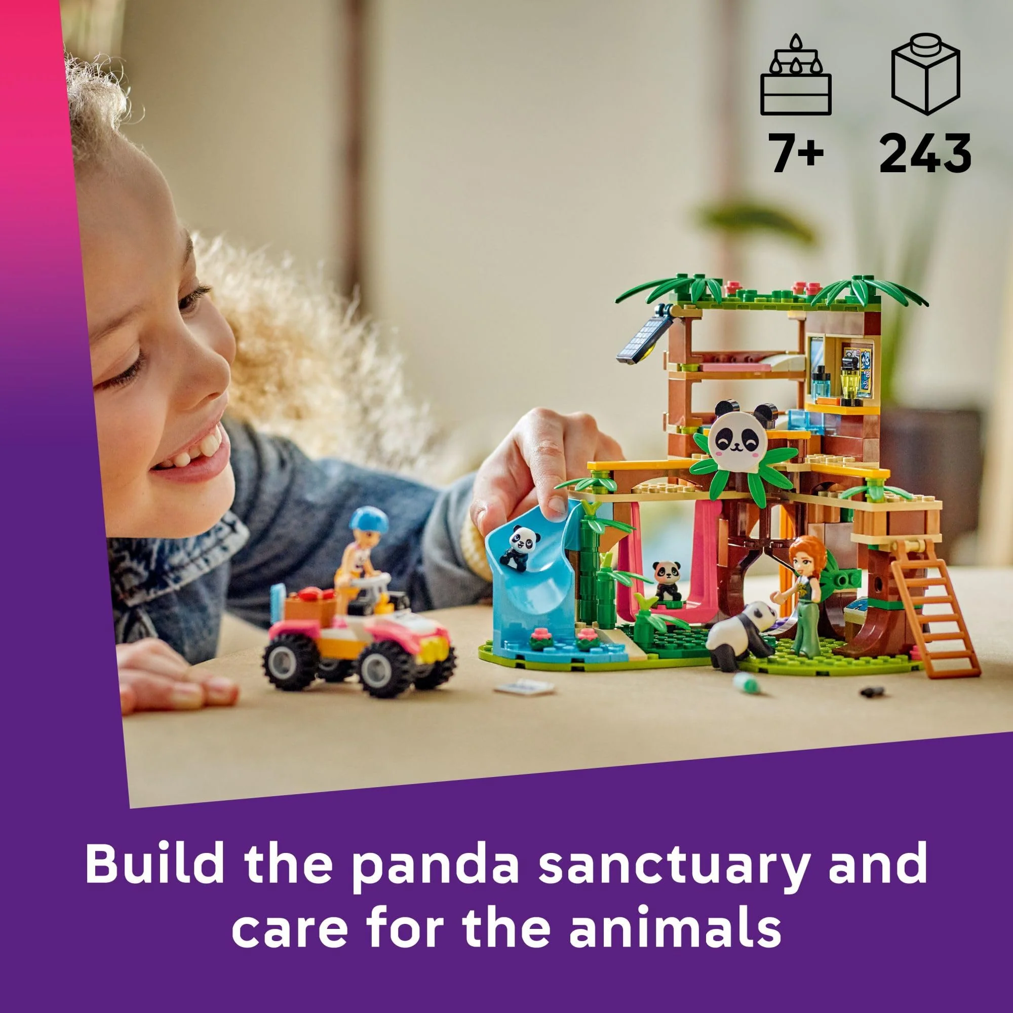 LEGO Friends Panda Sanctuary Animal Care Pretend Play Toy for Girls & Boys - Interactive Storytelling & Building Playset with Panda Toys for Kids, Ages 7+ - Gift Idea for Birthdays - 42648 - Image 6