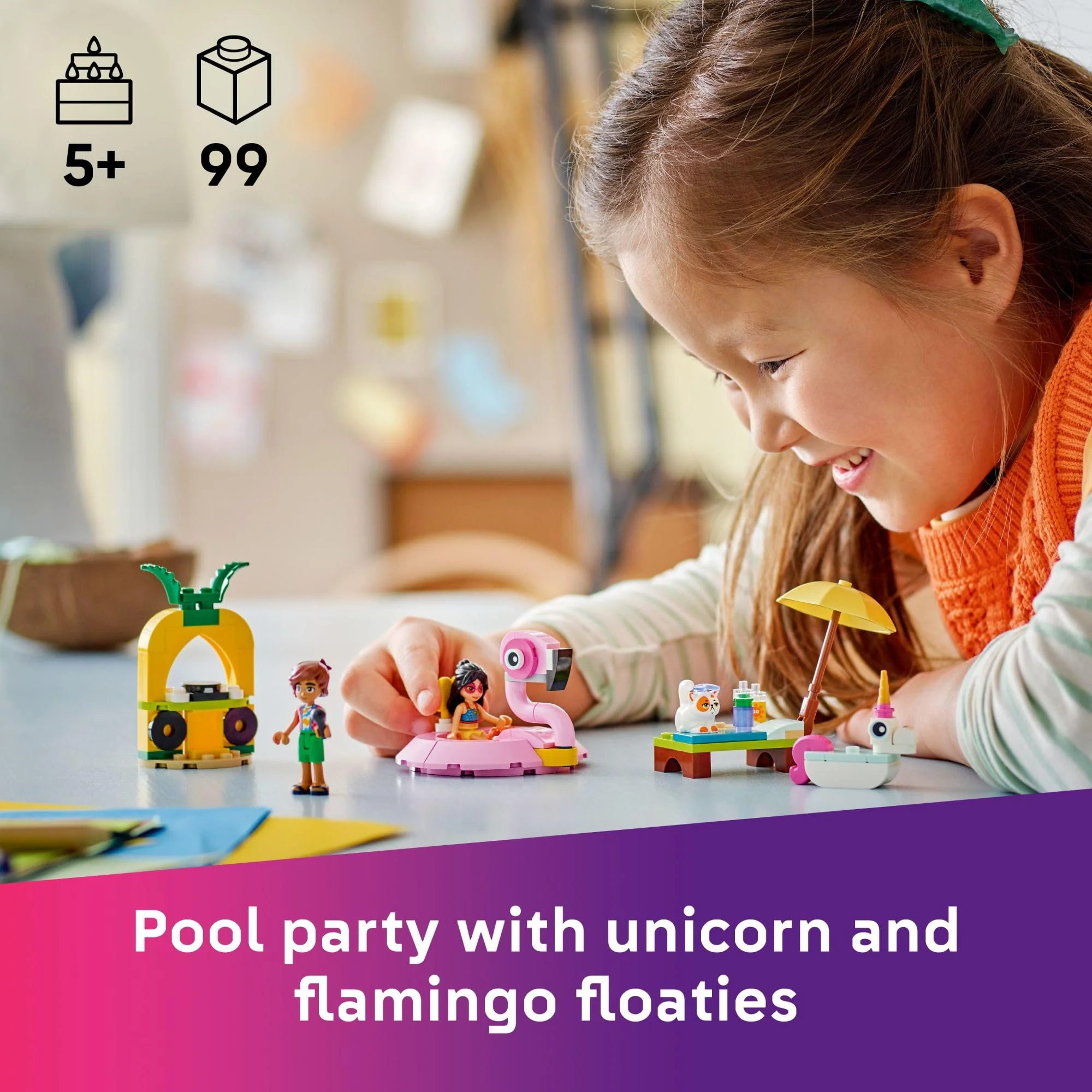 LEGO Friends Unicorn & Flamingo Pool Party Pretend Play Building Toy - Creative Storytelling Playset for Kids for Boys & Girls, Ages 5+ - Birthday Gift Idea for Kids - 42658 - Image 6