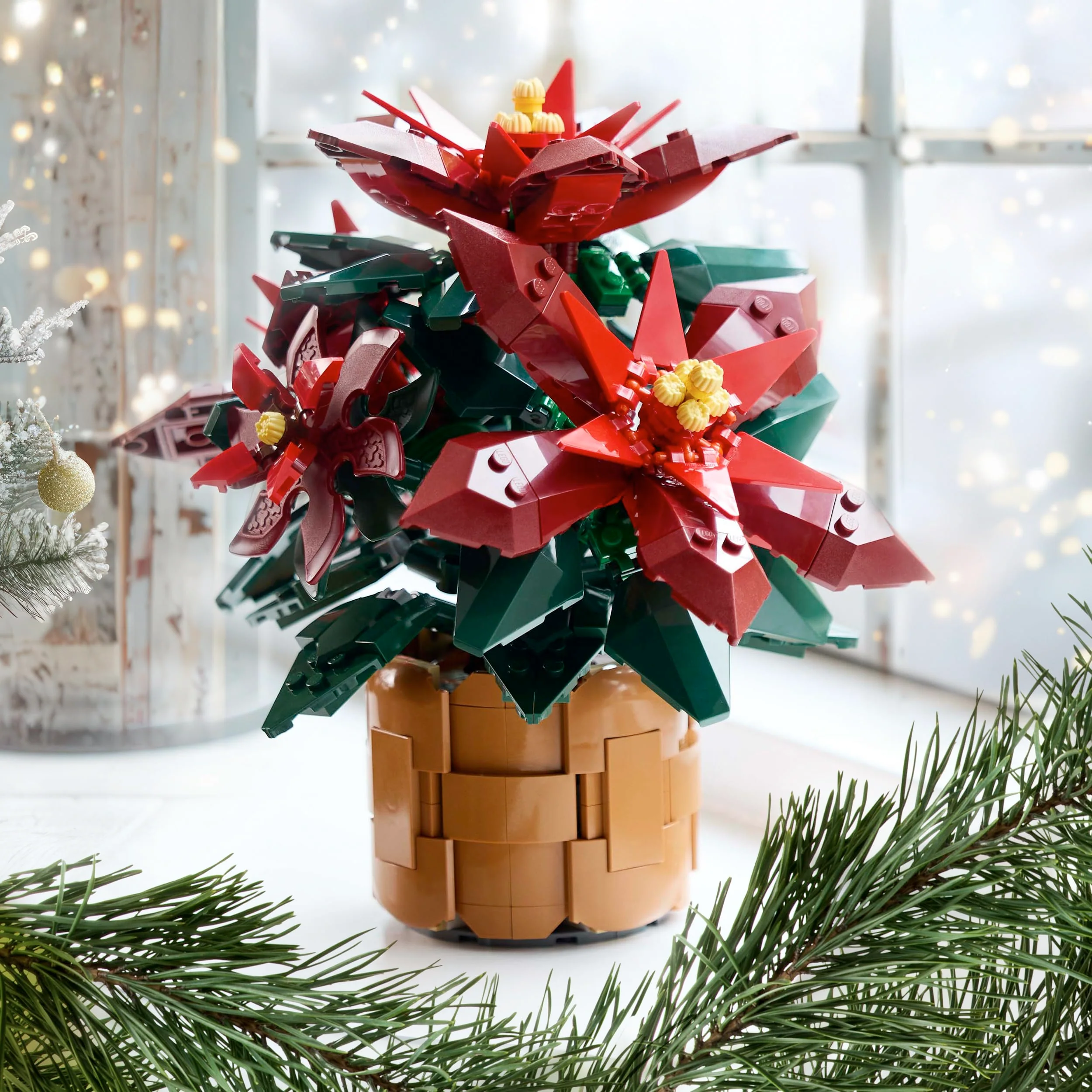 LEGO Icons Poinsettia Building Set - Artificial Flowers Christmas Decoration & Centerpieces for Table, Adults Ages 18+ - Gift Ideas for Mom, Dad, & Significant Other - 10370 - Image 4