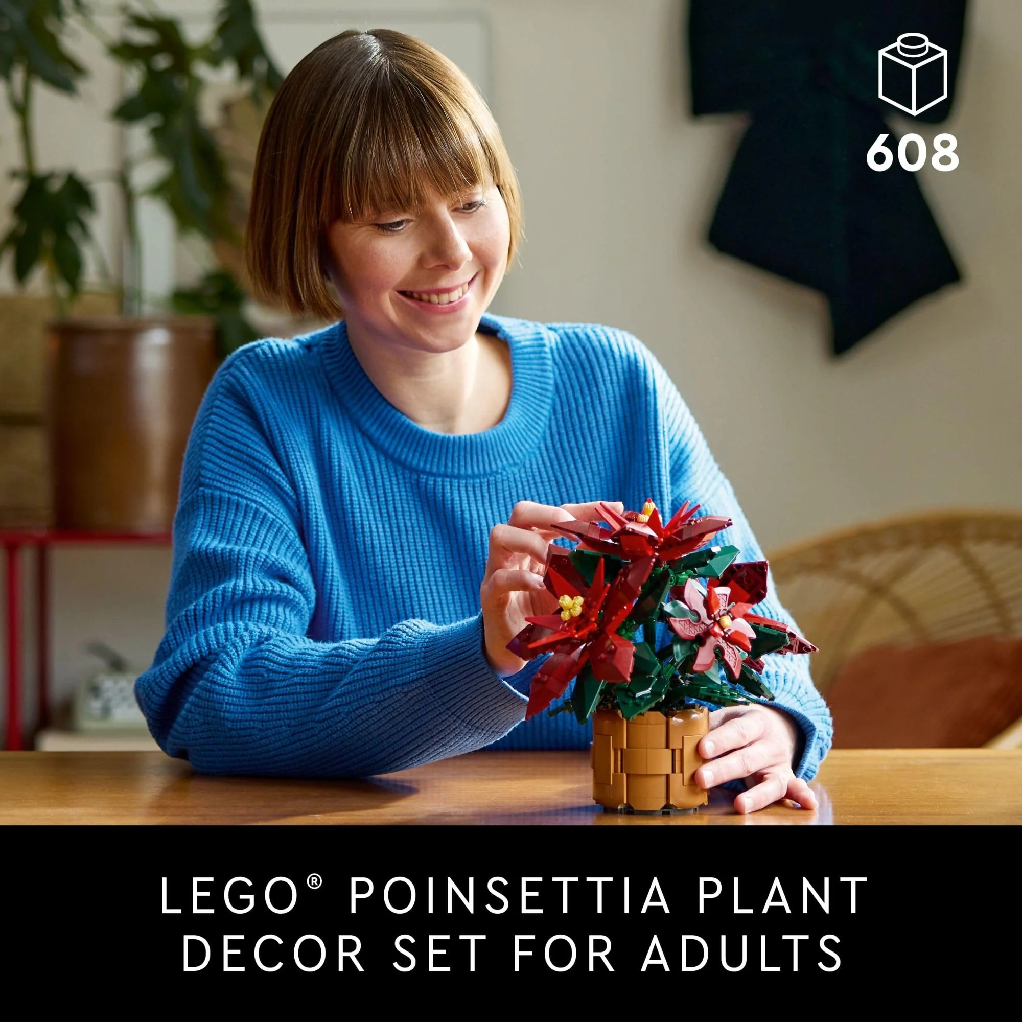 LEGO Icons Poinsettia Building Set - Artificial Flowers Christmas Decoration & Centerpieces for Table, Adults Ages 18+ - Gift Ideas for Mom, Dad, & Significant Other - 10370 - Image 7