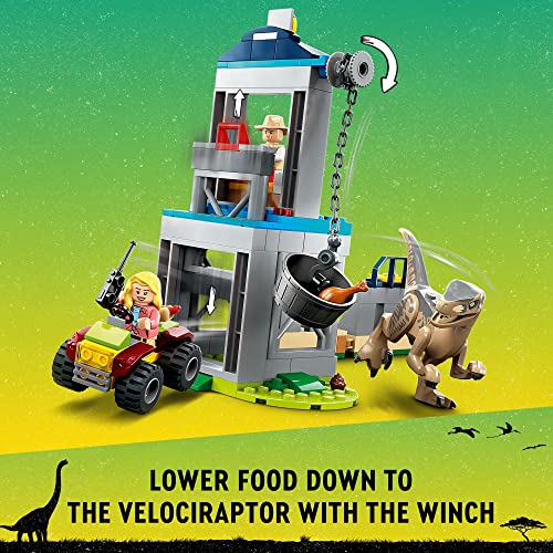 LEGO Jurassic Park Velociraptor Escape 76957 Learn to Build Dinosaur Gift for Kids Aged 4 and Up Featuring a Buildable Dinosaur Pen, Off-Roader Vehicle and 2 Minifigures - Image 4