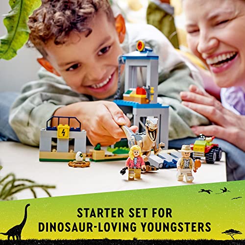 LEGO Jurassic Park Velociraptor Escape 76957 Learn to Build Dinosaur Gift for Kids Aged 4 and Up Featuring a Buildable Dinosaur Pen, Off-Roader Vehicle and 2 Minifigures - Image 6