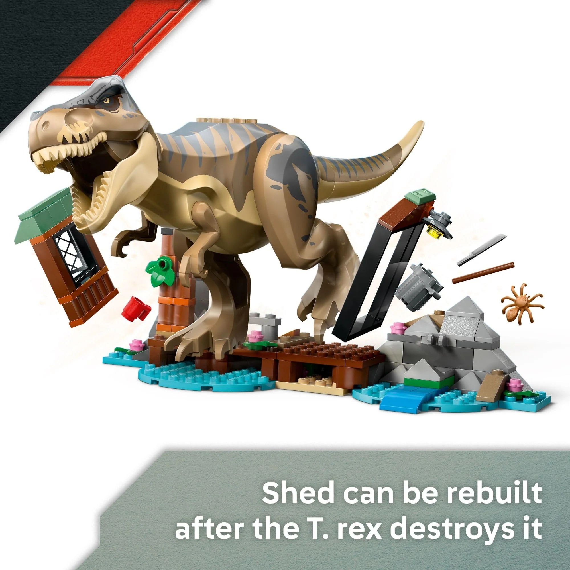 LEGO Jurassic World T. rex River Escape - Dinosaur Toy for Kids, Boys, and Girls, Ages 5-7 - Jurassic World Toy Boat Minifigures - Creative Dinosaur Gift for Movie Fans - Image 3