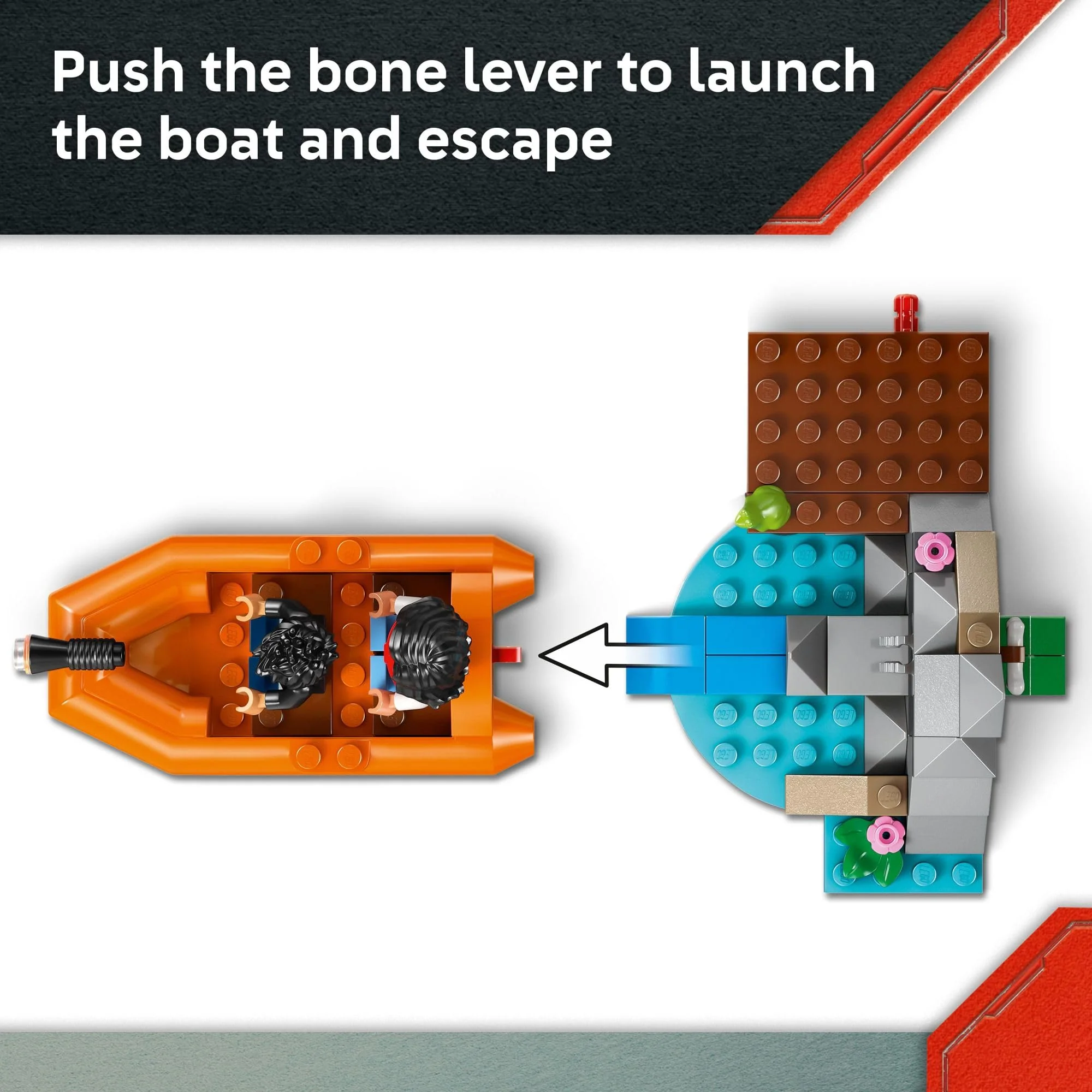 LEGO Jurassic World T. rex River Escape - Dinosaur Toy for Kids, Boys, and Girls, Ages 5-7 - Jurassic World Toy Boat Minifigures - Creative Dinosaur Gift for Movie Fans - Image 4