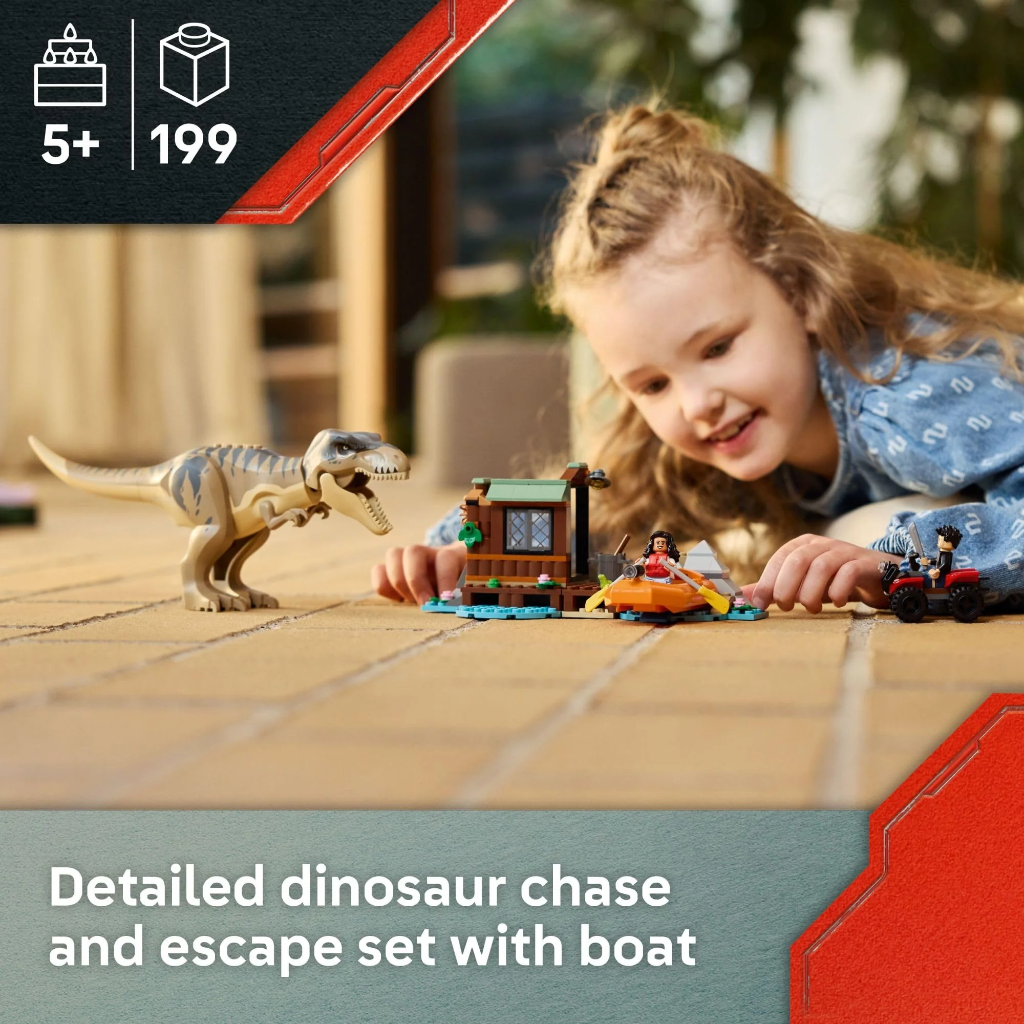 LEGO Jurassic World T. rex River Escape - Dinosaur Toy for Kids, Boys, and Girls, Ages 5-7 - Jurassic World Toy Boat Minifigures - Creative Dinosaur Gift for Movie Fans - Image 5