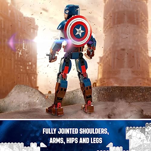 LEGO Marvel Captain America Construction Figure 76258 Buildable Marvel Action Figure, Posable Marvel Collectible with Attachable Shield for Play and Display, Avengers Toy for Boys and Girls Ages 8-12 - Image 4