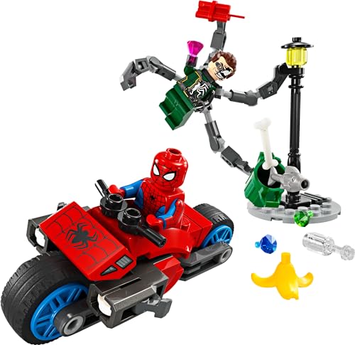LEGO Marvel Motorcycle Chase: Spider-Man vs. Doc Ock, Buildable Toy for Kids with Stud Shooters and Web Blasters, 2 Marvel Minifigures, Super Hero Toy, Gift for Boys and Girls Aged 6 and Up, 76275 - Image 3
