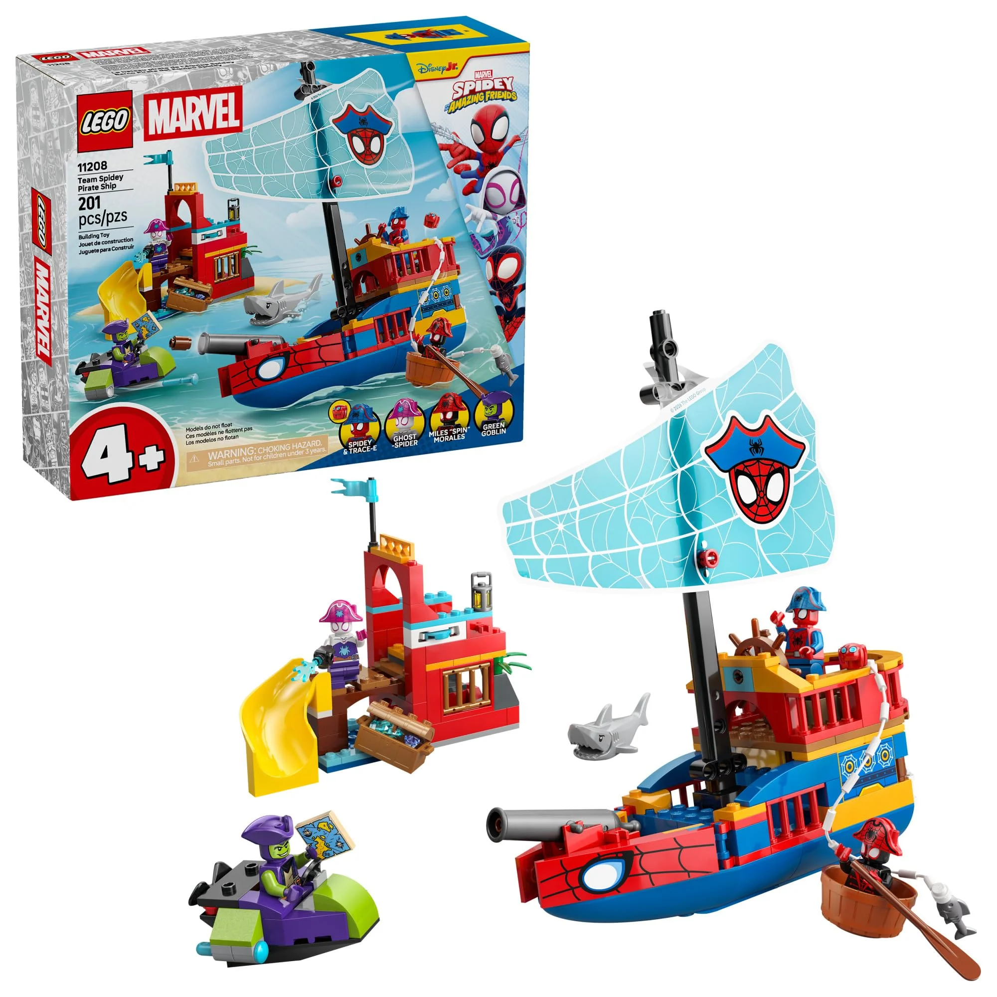 LEGO Marvel Spidey and His Amazing Friends Team Spidey Pirate Ship Building Toy for Kids 11208