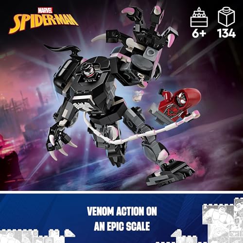 LEGO Marvel Venom Mech Armor vs. Miles Morales, Posable Action for Kids, Marvel Building Set with Minifigures, Travel Toy, Super Hero Battle Gift for Boys and Girls Aged 6 and Up, 76276 - Image 6