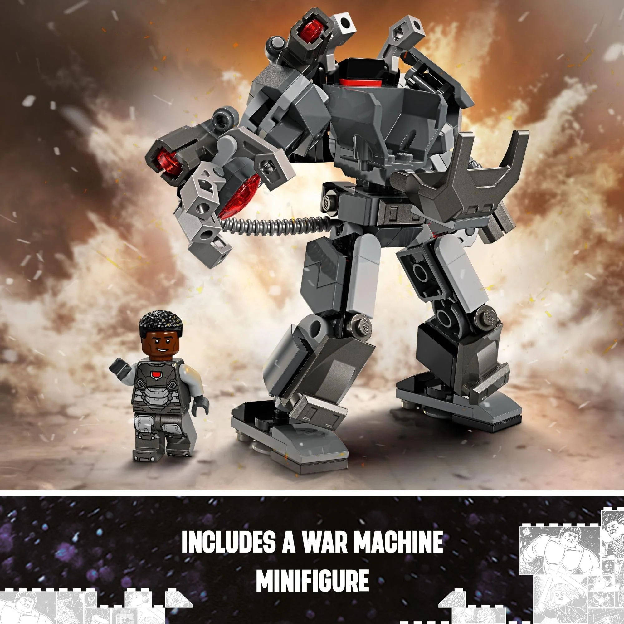 LEGO Marvel War Machine Mech Armor, Buildable Marvel Action Figure Toy for Kids with 3 Stud Shooters, Legendary Character from The MCU, Marvel Gift for Boys and Girls Aged 6 and Up, 76277 - Image 2