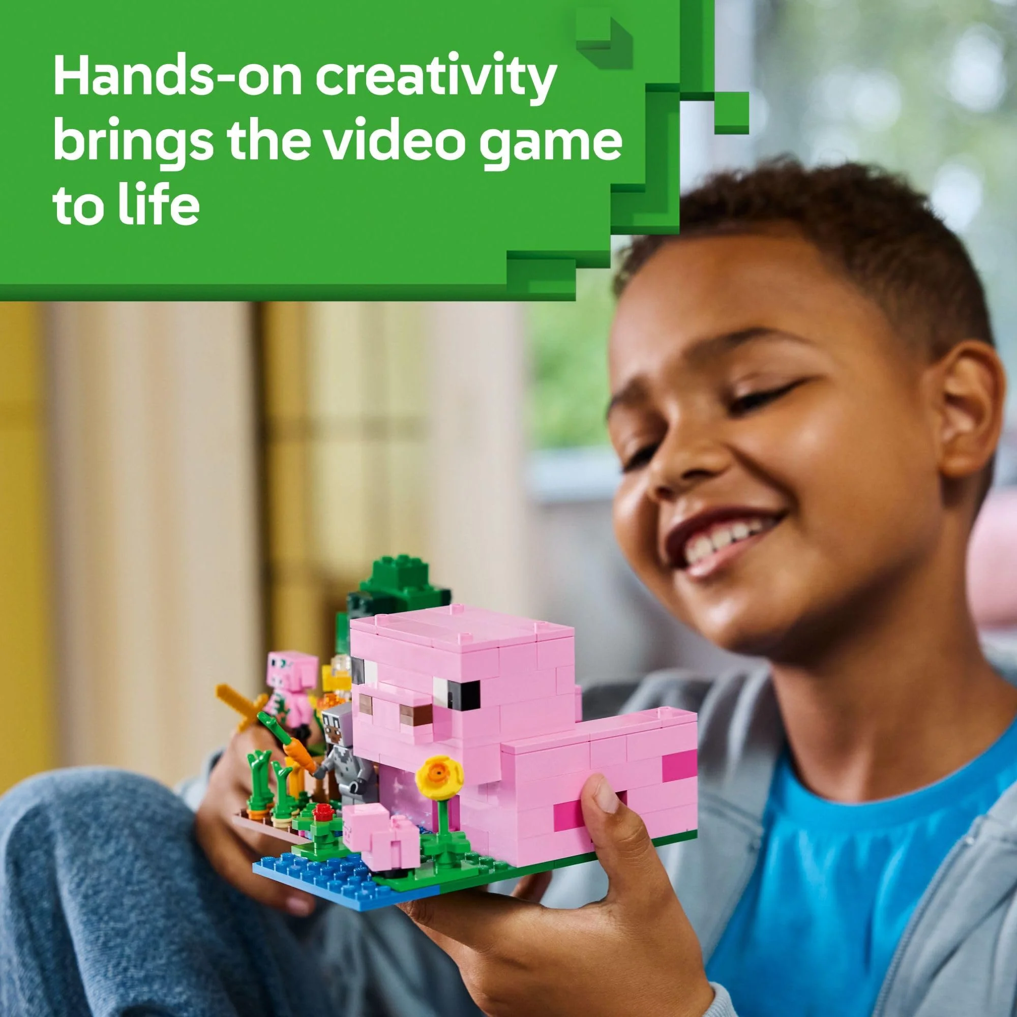LEGO Minecraft The Baby Pig House Toy Figures and Playset - Building Minecraft Toy for Kids, Boys and Girls, Ages 7+ - Gift for Birthdays - with 2 Minifigures for Pretend Play - 21268 - Image 3
