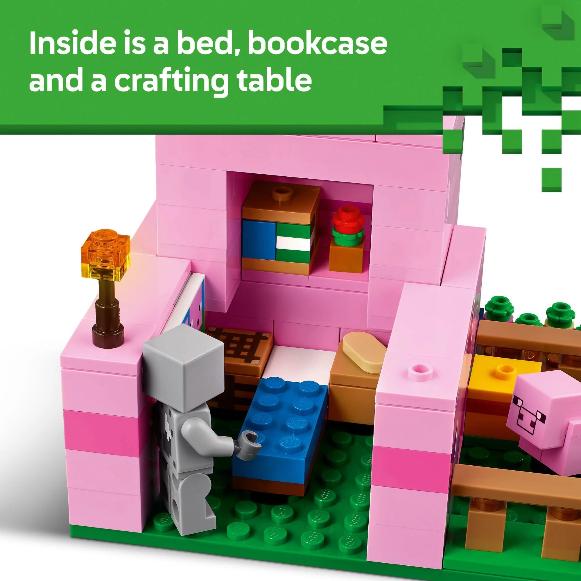 LEGO Minecraft The Baby Pig House Toy Figures and Playset - Building Minecraft Toy for Kids, Boys and Girls, Ages 7+ - Gift for Birthdays - with 2 Minifigures for Pretend Play - 21268 - Image 5