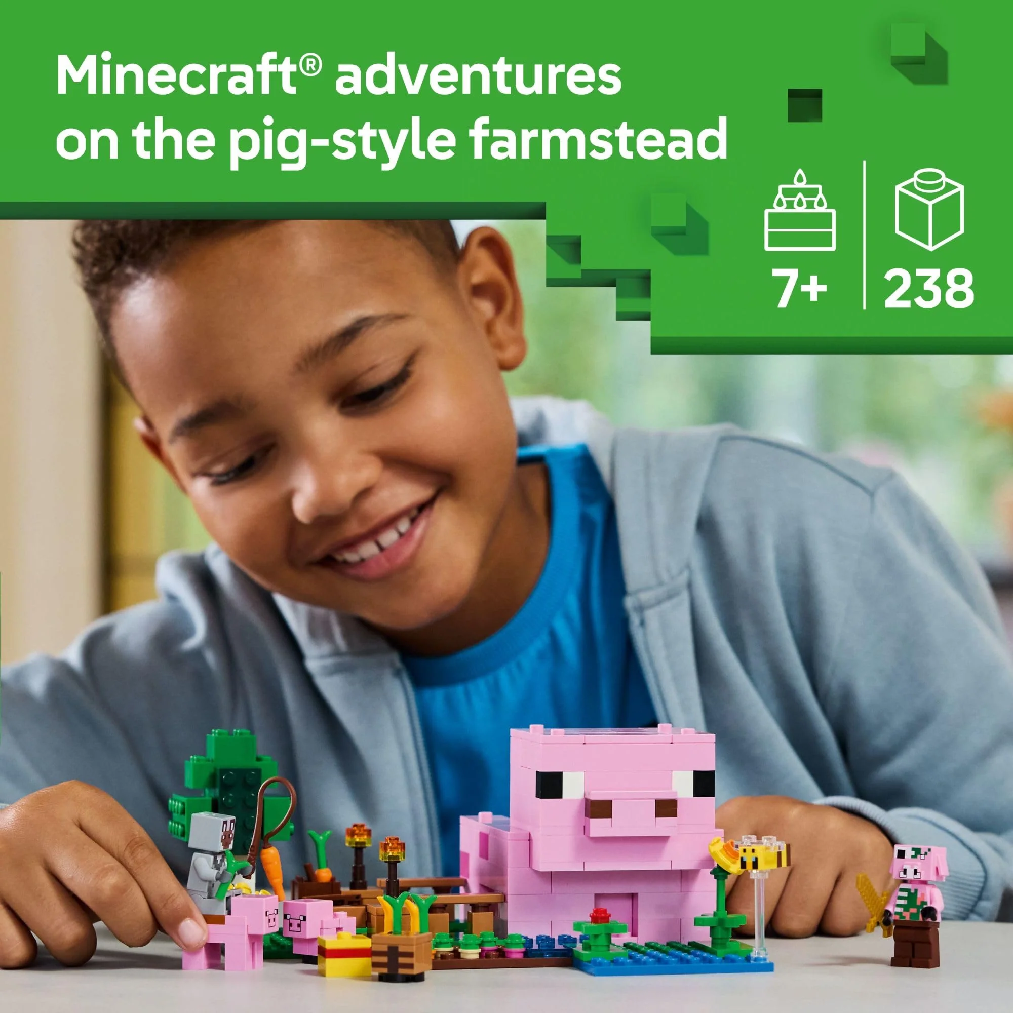 LEGO Minecraft The Baby Pig House Toy Figures and Playset - Building Minecraft Toy for Kids, Boys and Girls, Ages 7+ - Gift for Birthdays - with 2 Minifigures for Pretend Play - 21268 - Image 6