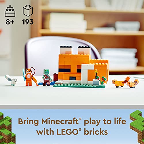 LEGO Minecraft The Fox Lodge House 21178 Animal Toys with Drowned Zombie Figure, Birthday Gift for Grandchildren, Kids, Boys and Girls Ages 8 and Up - Image 6