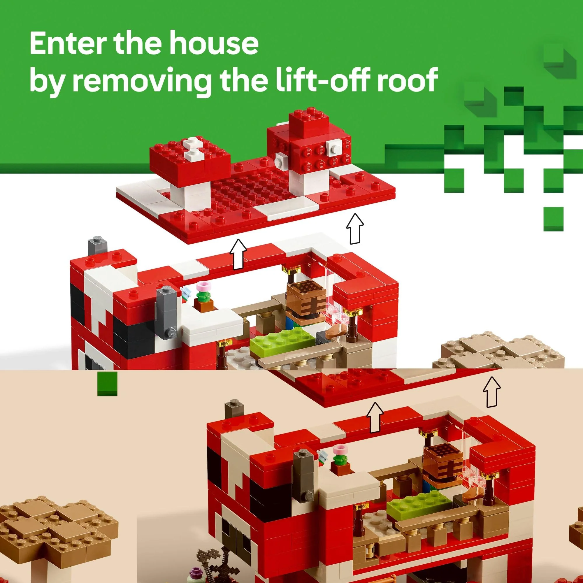 LEGO Minecraft The Mooshroom House Toy Figures and Playset - Building Minecraft Toy for Kids, Boys and Girls, Ages 8+ - with Steve and Other Figures for Pretend Play - Gift Idea for Birthdays - 21270 - Image 5