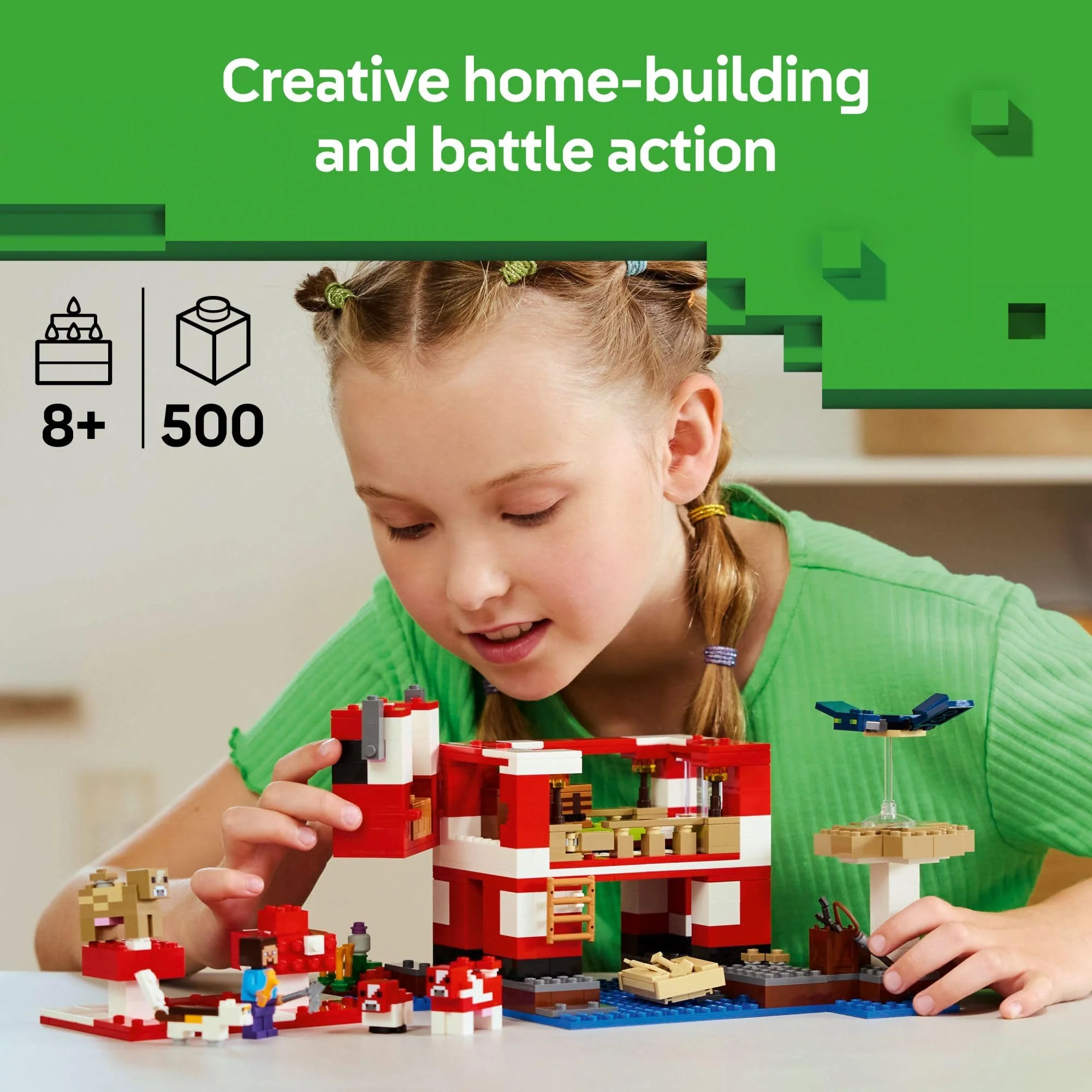 LEGO Minecraft The Mooshroom House Toy Figures and Playset - Building Minecraft Toy for Kids, Boys and Girls, Ages 8+ - with Steve and Other Figures for Pretend Play - Gift Idea for Birthdays - 21270 - Image 6