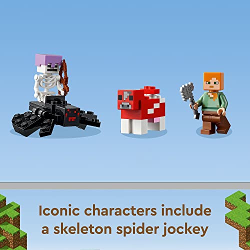 LEGO Minecraft The Mushroom House Set, 21179 Building Toy for Kids Age 8 Plus, Gift Idea with Alex, Mooshroom & Spider Jockey Figures - Image 3