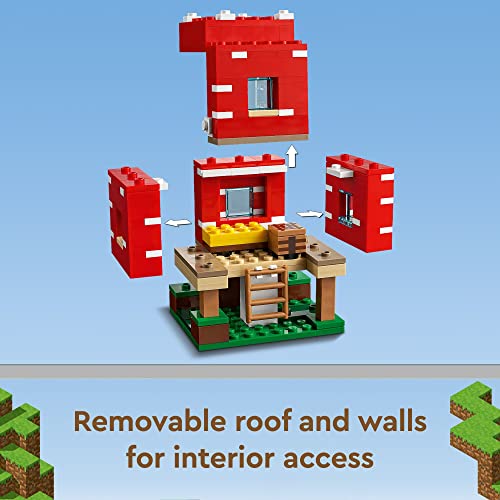 LEGO Minecraft The Mushroom House Set, 21179 Building Toy for Kids Age 8 Plus, Gift Idea with Alex, Mooshroom & Spider Jockey Figures - Image 5