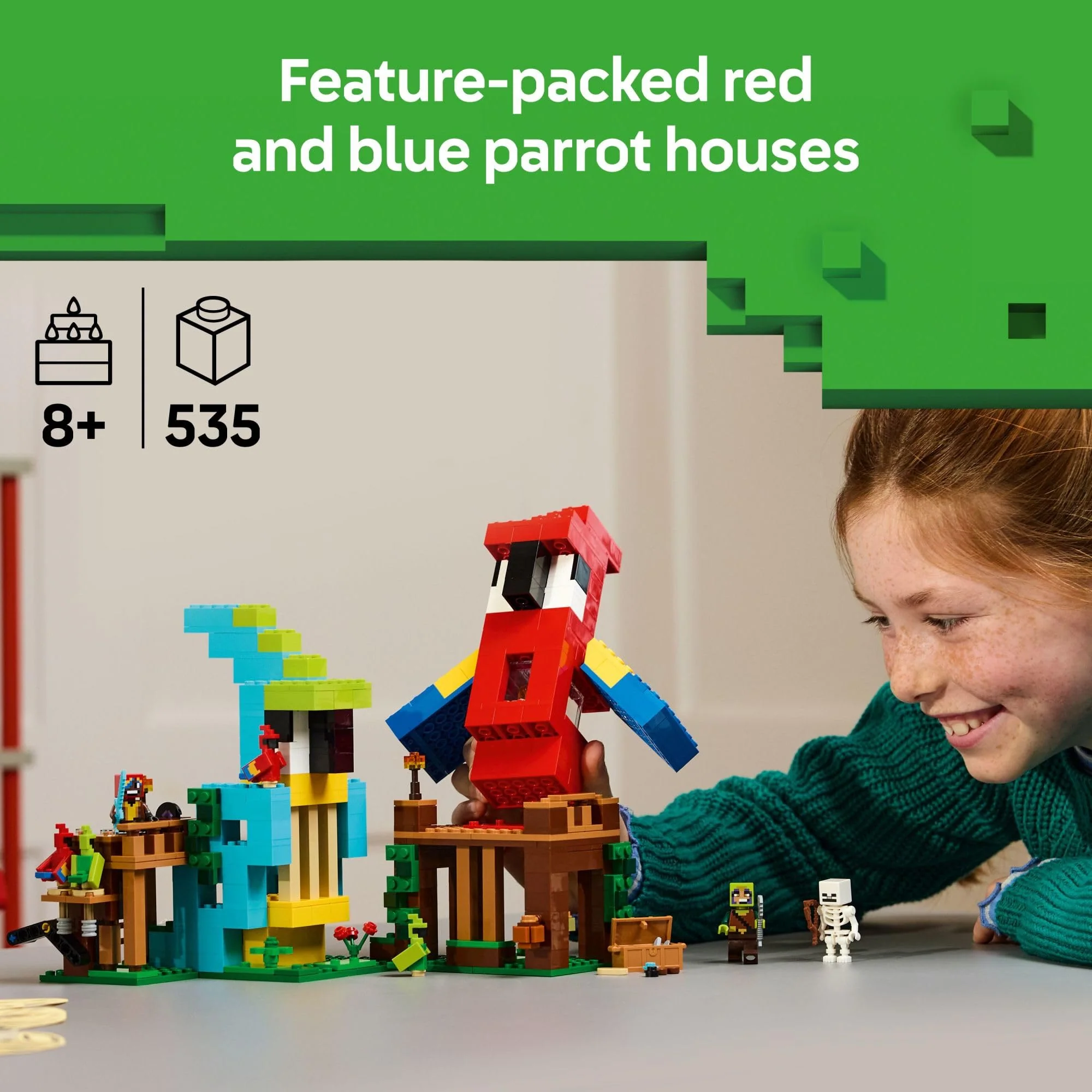 LEGO Minecraft The Parrot Houses Building Toy for Boys and Girls 8+ - Minecraft Video Game Kids Toy - Includes Jungle Ranger and Parrot Handler Minifigures and Accessories - Image 6