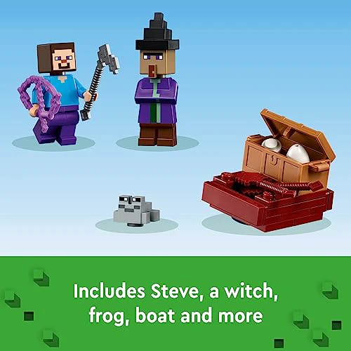 LEGO Minecraft The Pumpkin Farm 21248 Building Toy, Hands-on Action in The Swamp Biome Featuring Steve, a Witch, Frog, Boat, Treasure Chest and Pumpkin Patch, Minecraft Toy for Boys and Girls Aged 8+ - Image 2