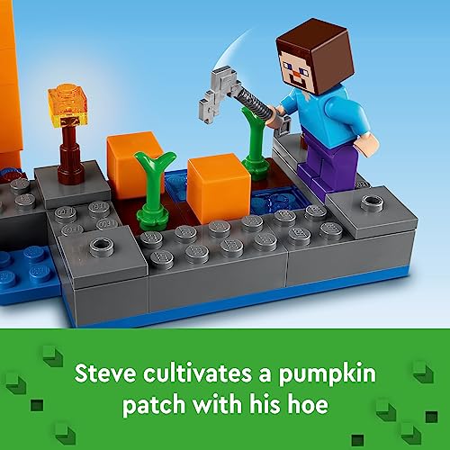 LEGO Minecraft The Pumpkin Farm 21248 Building Toy, Hands-on Action in The Swamp Biome Featuring Steve, a Witch, Frog, Boat, Treasure Chest and Pumpkin Patch, Minecraft Toy for Boys and Girls Aged 8+ - Image 3