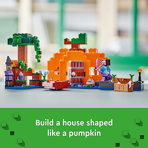 LEGO Minecraft The Pumpkin Farm 21248 Building Toy, Hands-on Action in The Swamp Biome Featuring Steve, a Witch, Frog, Boat, Treasure Chest and Pumpkin Patch, Minecraft Toy for Boys and Girls Aged 8+ - Image 5