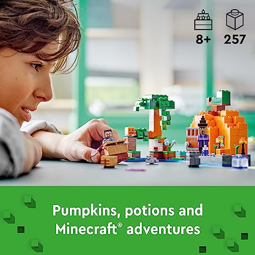LEGO Minecraft The Pumpkin Farm 21248 Building Toy, Hands-on Action in The Swamp Biome Featuring Steve, a Witch, Frog, Boat, Treasure Chest and Pumpkin Patch, Minecraft Toy for Boys and Girls Aged 8+ - Image 6