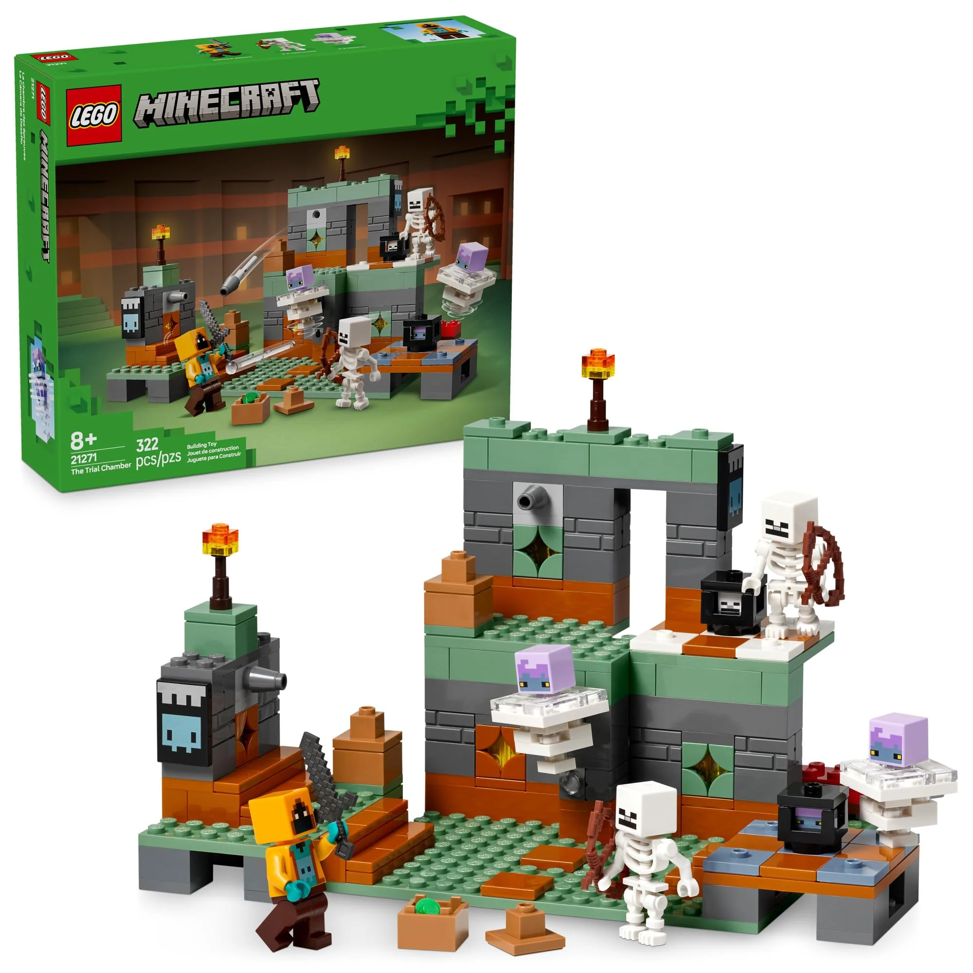 LEGO Minecraft The Trial Chamber Building Toy - Gamer Playset for Kids, Girls and Boys, Ages 8+ - Includes Shadow Hoodie Minifigure for Pretend Play