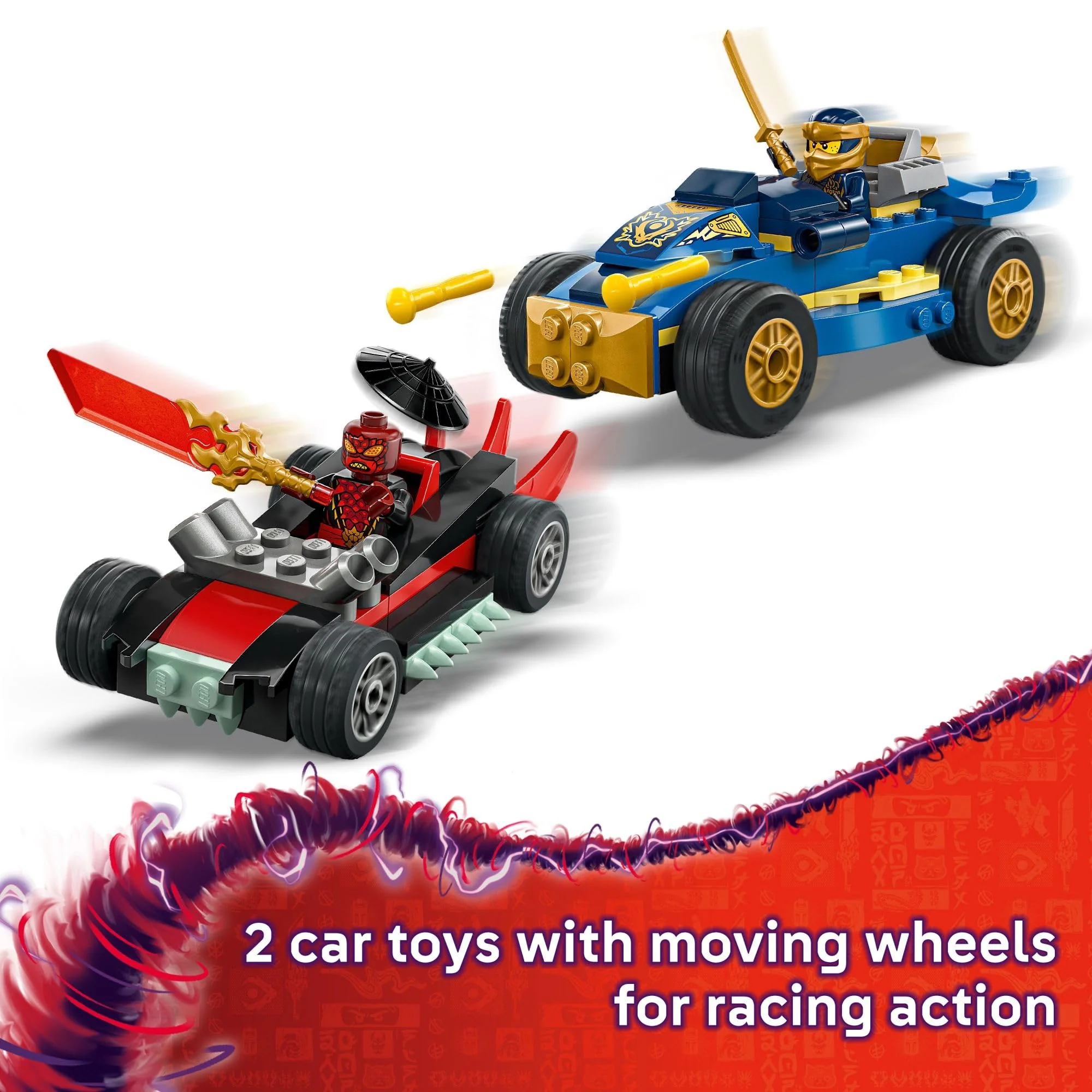 LEGO NINJAGO Rogue vs. Drix Race Car Duel Building Toy for Preschool Kids - Ninja Toy with Starter Brick for Boys & Girls, 4+ - Gift Idea for Birthdays & Dragons Rising Fans - 71840 - Image 3