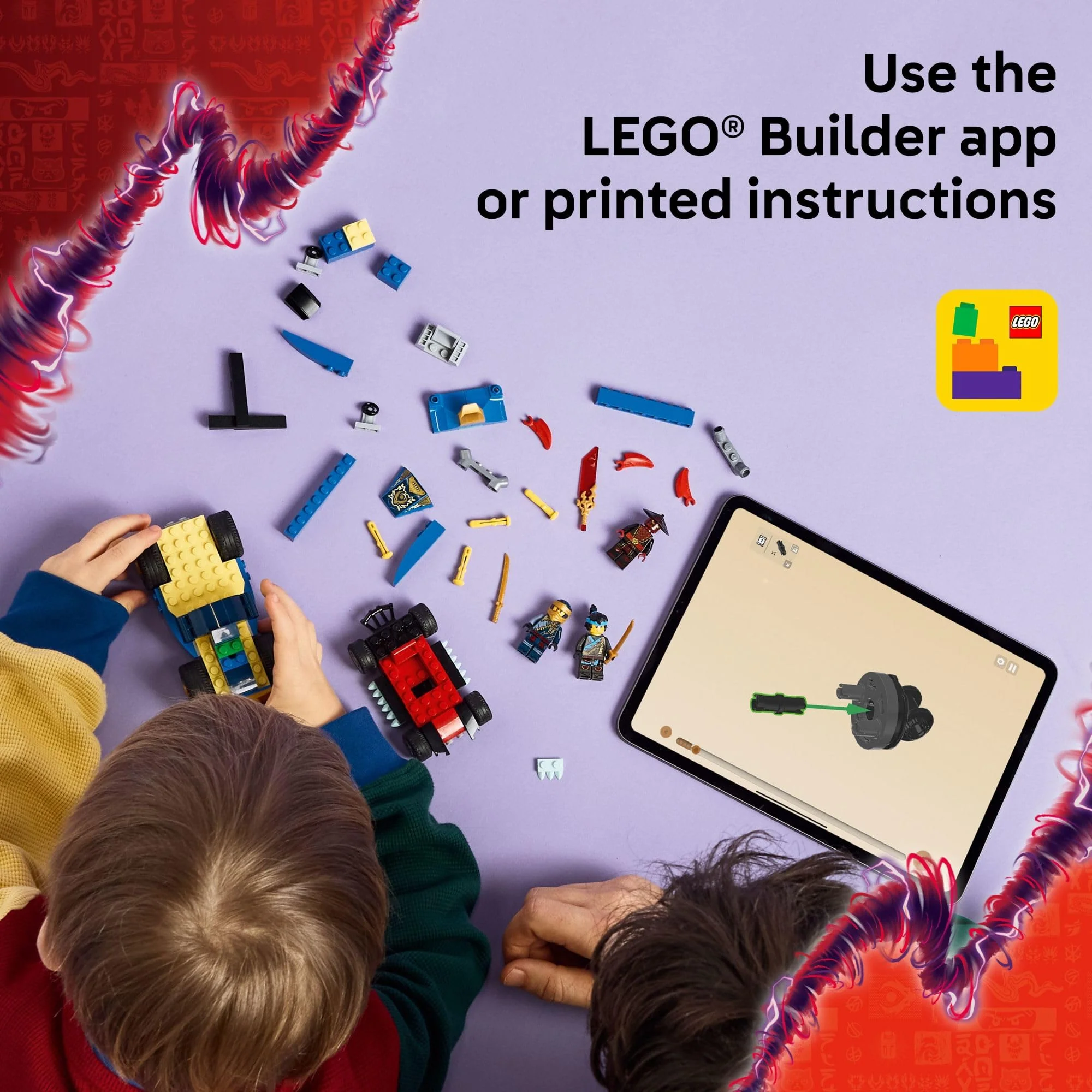 LEGO NINJAGO Rogue vs. Drix Race Car Duel Building Toy for Preschool Kids - Ninja Toy with Starter Brick for Boys & Girls, 4+ - Gift Idea for Birthdays & Dragons Rising Fans - 71840 - Image 4