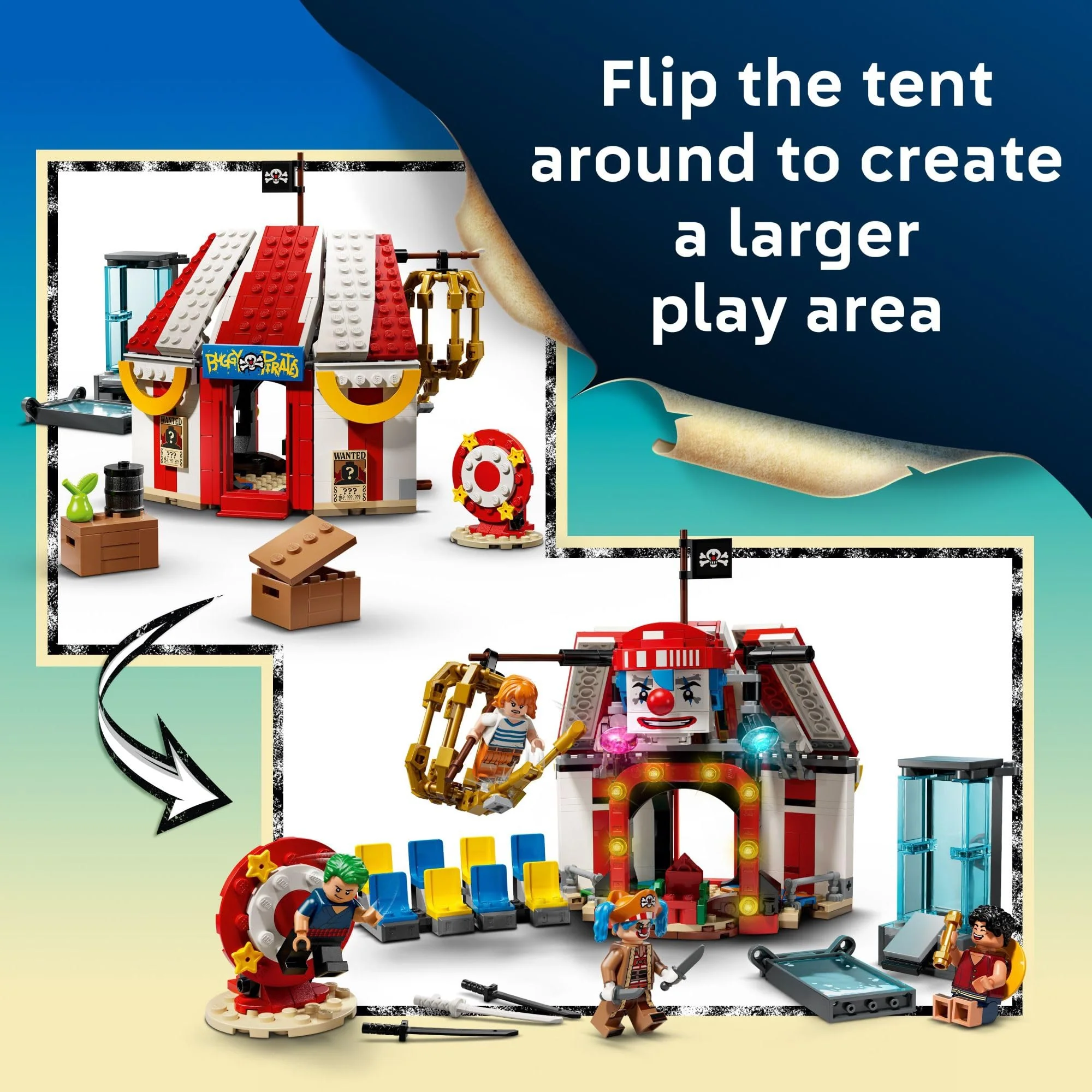 LEGO ONE Piece Buggy The Clown’s Circus Tent Building Blocks - Creative Building Toy for Boys & Girls, 8+ - 4 Toy Figures & Playset for Pretend Play - Image 6