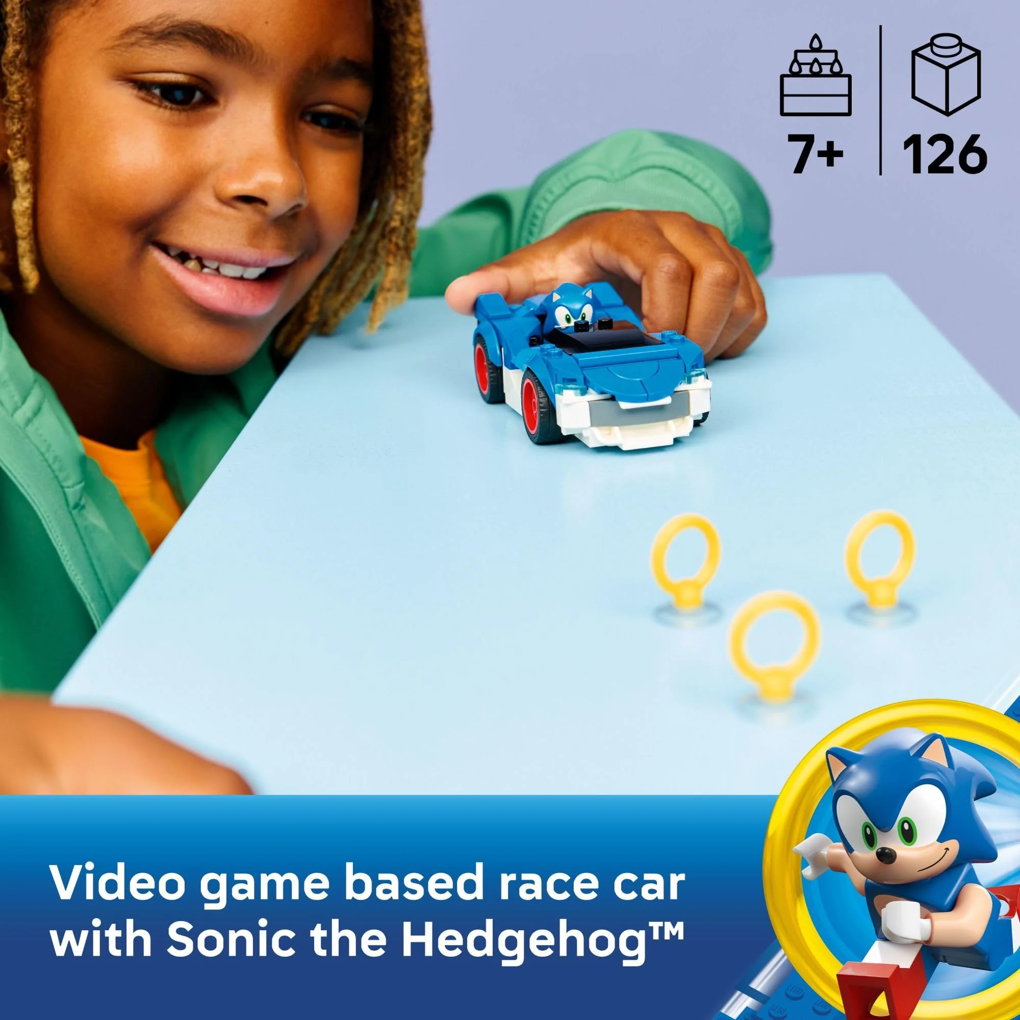 LEGO Sonic The Hedgehog Sonic: Speedster Lightning Race Car Toy for Boys & Girls - Toy Building Set W/Minifigure for Kids & Gamers, Ages 7+ - Gift Idea for Birthdays - 77117 - Image 6