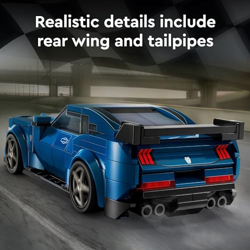 LEGO Speed Champions Ford Mustang Dark Horse Sports Car Toy, Buildable Ford Mustang Toy for Kids, Blue Toy Car Model Set, Gift Idea for Boys and Girls Aged 9 Years Old and Up, 76920 - Image 4