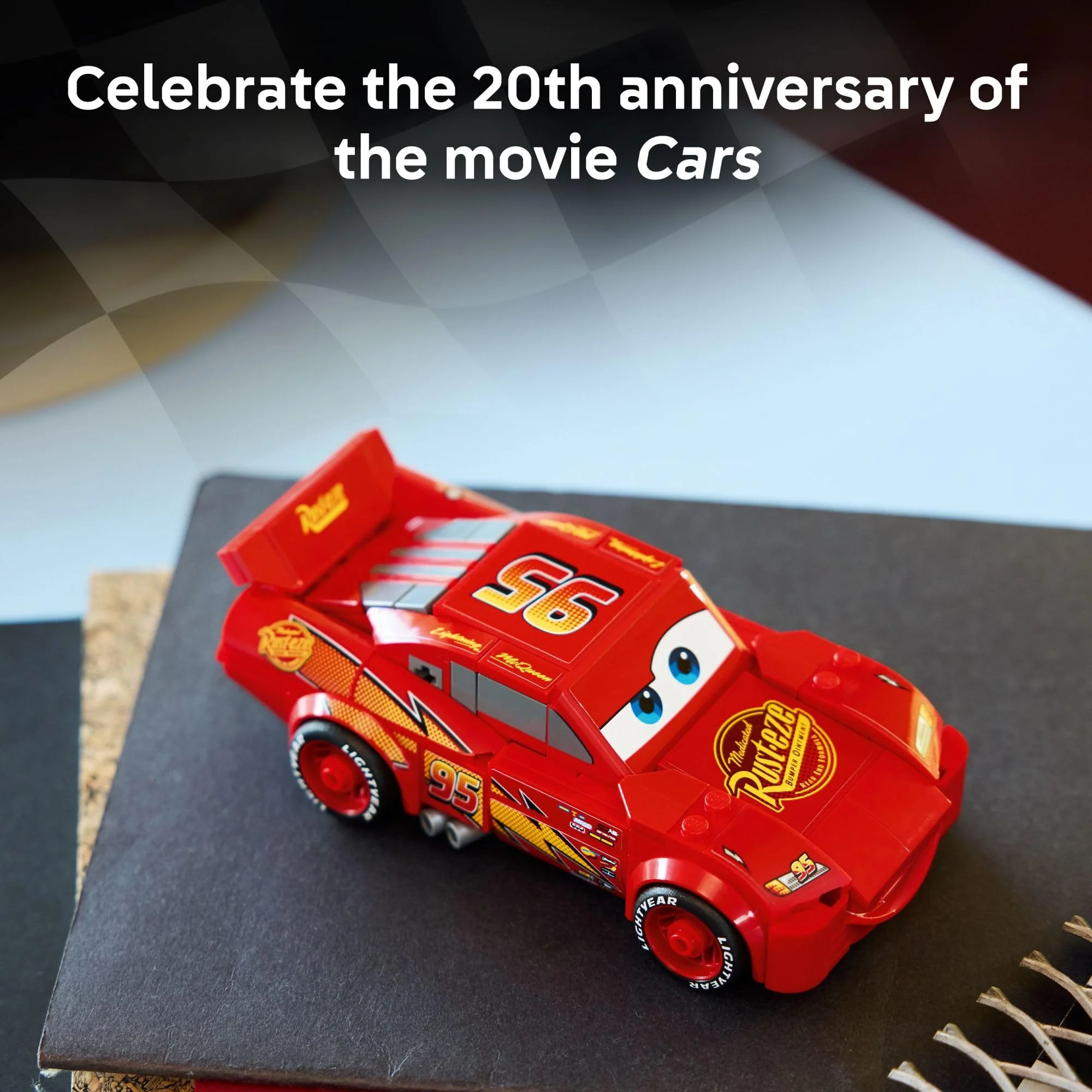 LEGO Speed Champions Lightning McQueen Toy - Disney Pixar Cars Building Blocks for Kids, Boys & Girls, Ages 9+ - Pretend Play Race Car & Bedroom Shelf Display - 77255 - Image 2